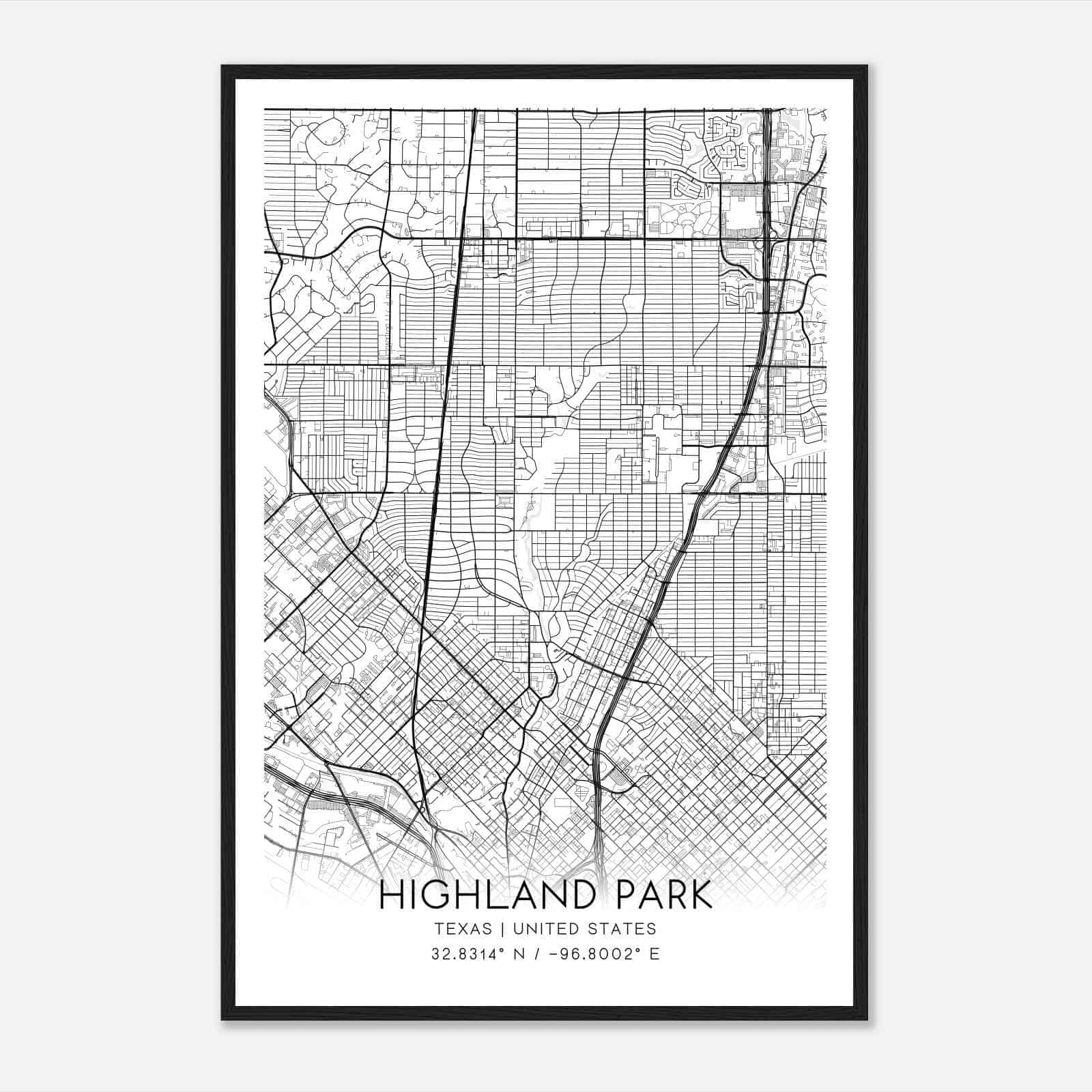 Highland Park Texas Map Poster - 073addf127f9dbbdc8de62ae1bc6c8fd