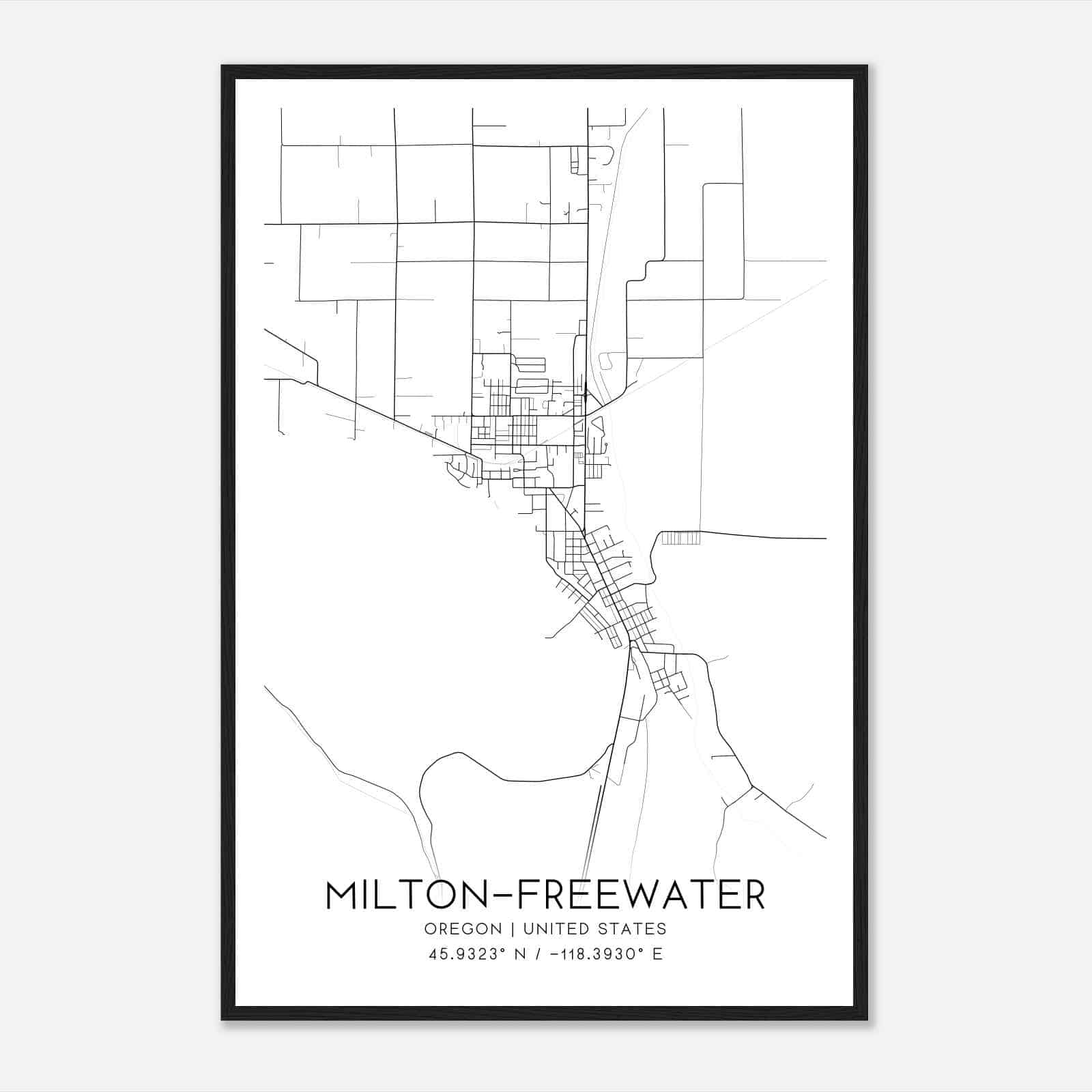 Milton-Freewater Oregon Map Poster, Modern Home Decor Wall Art Print