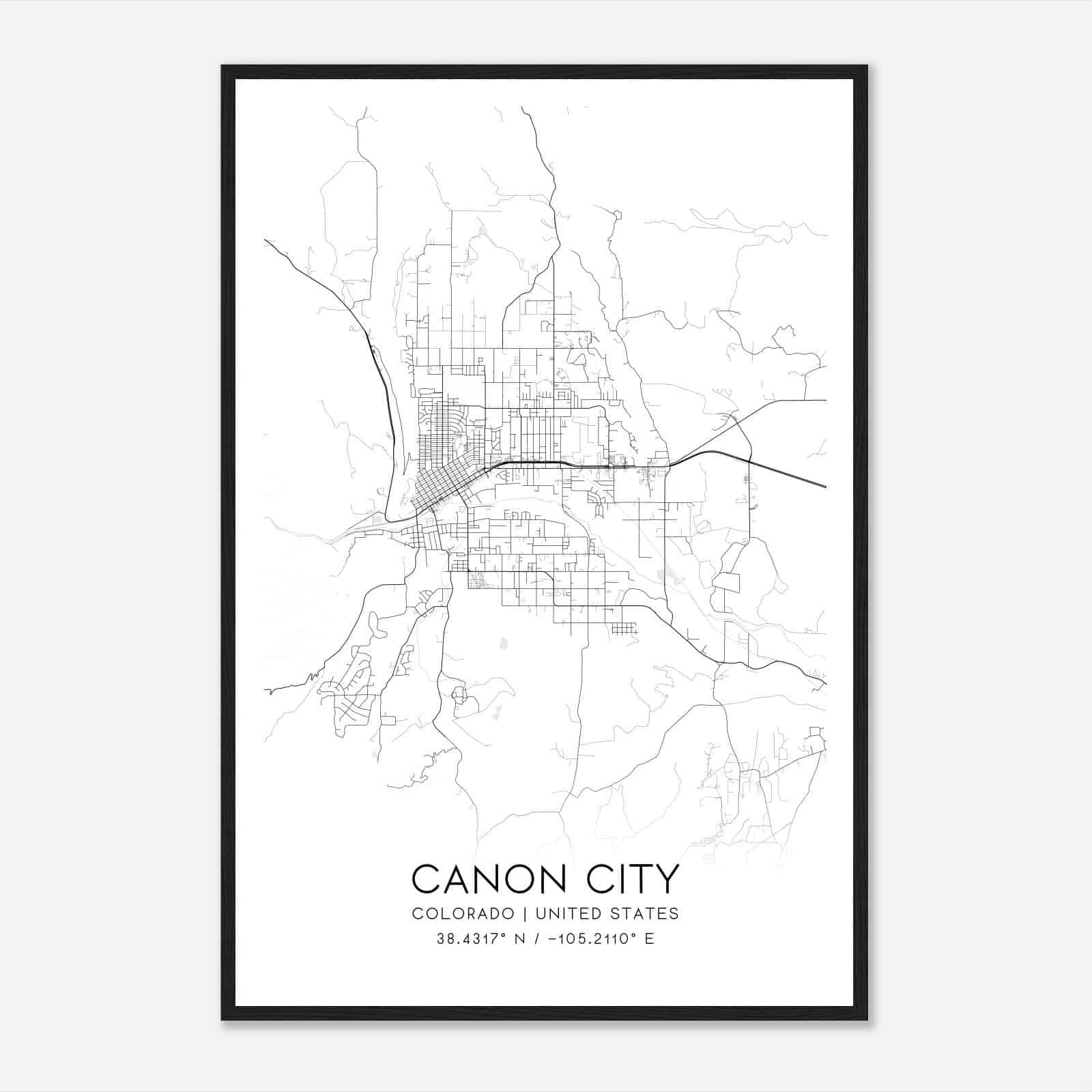 Canon City Colorado Map Poster, Modern Home Decor Wall Art Print