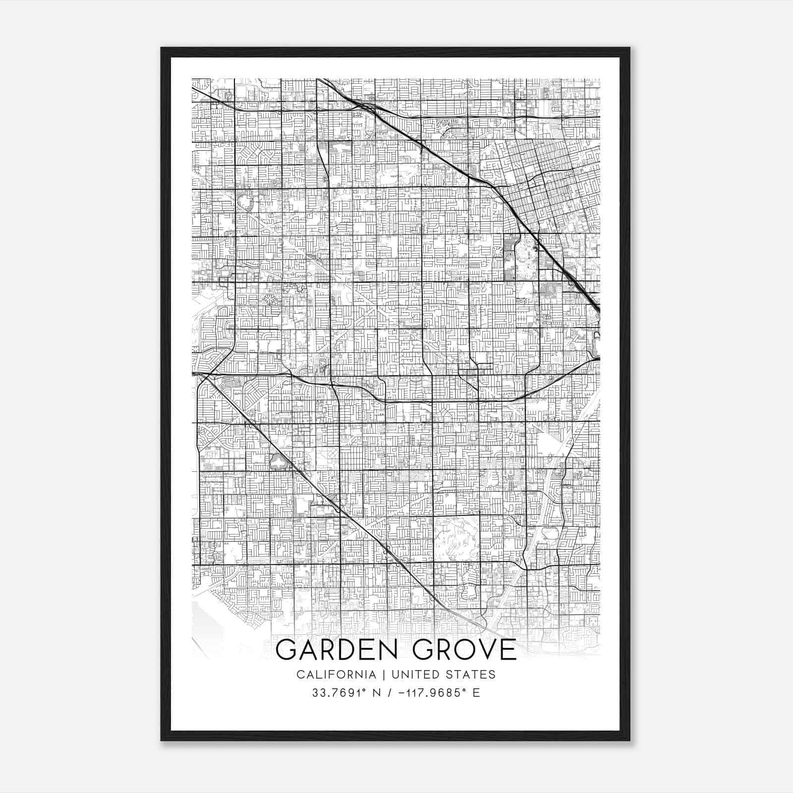 Garden Grove California Map Poster, Modern Home Decor Wall Art Print