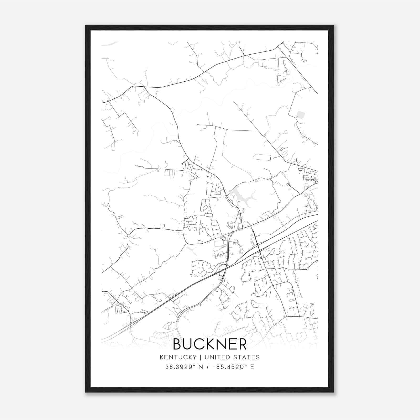 Buckner Kentucky Map Poster, Modern Home Decor Wall Art Print