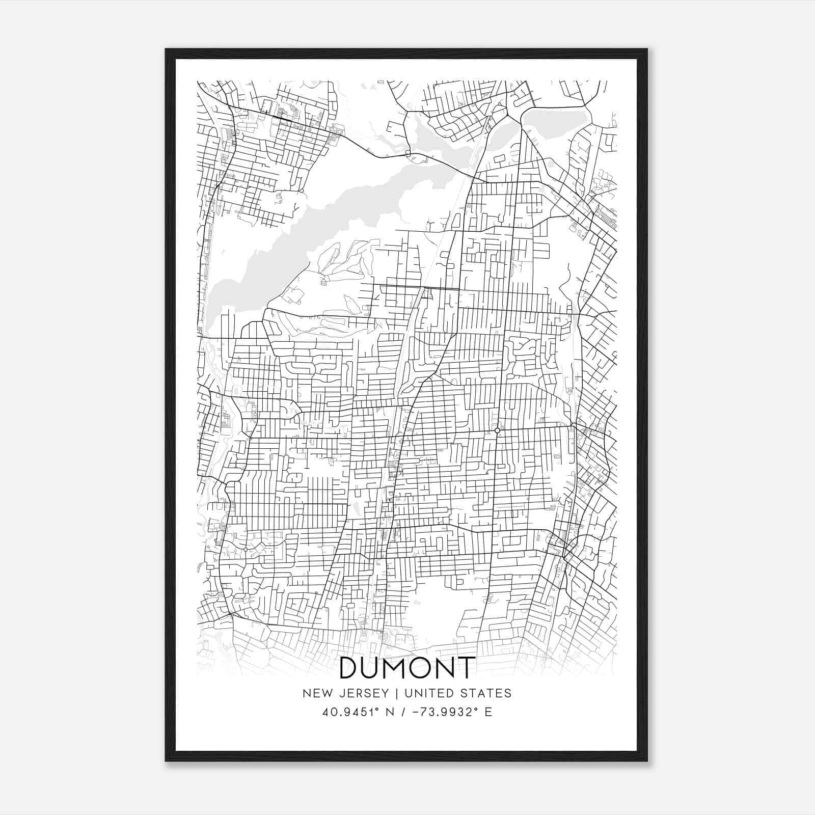 Dumont New Jersey Map Poster, Modern Home Decor Wall Art Print