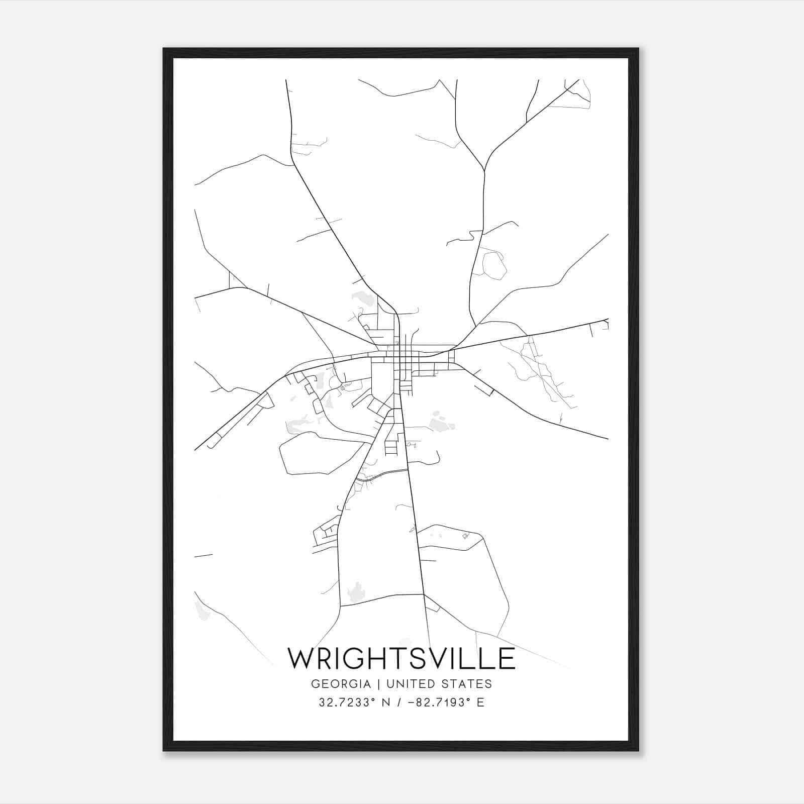 Wrightsville Georgia Map Poster, Modern Home Decor Wall Art Print