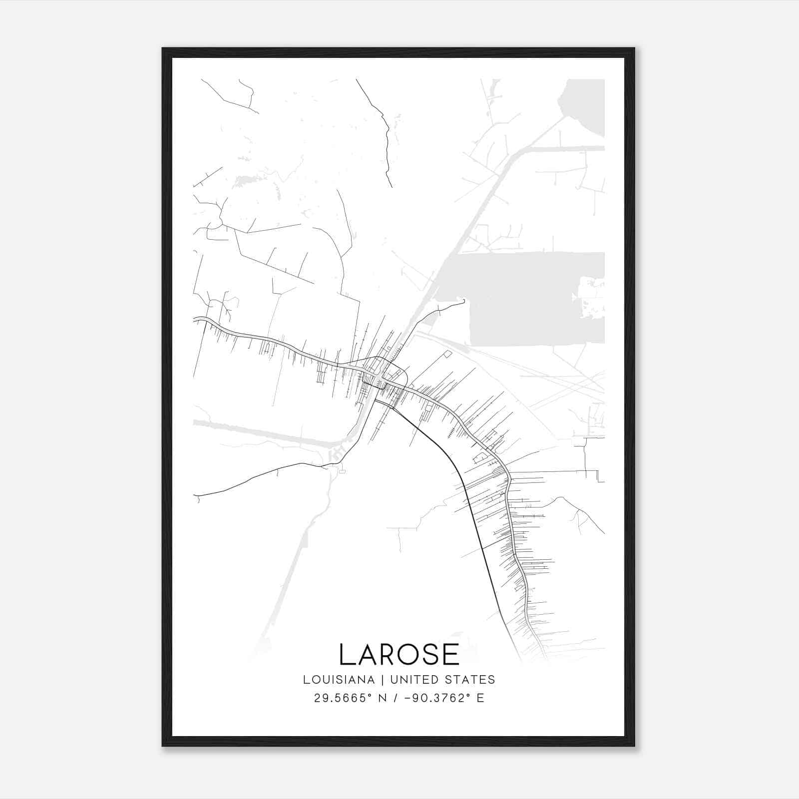 Larose Louisiana Map Poster, Modern Home Decor Wall Art Print