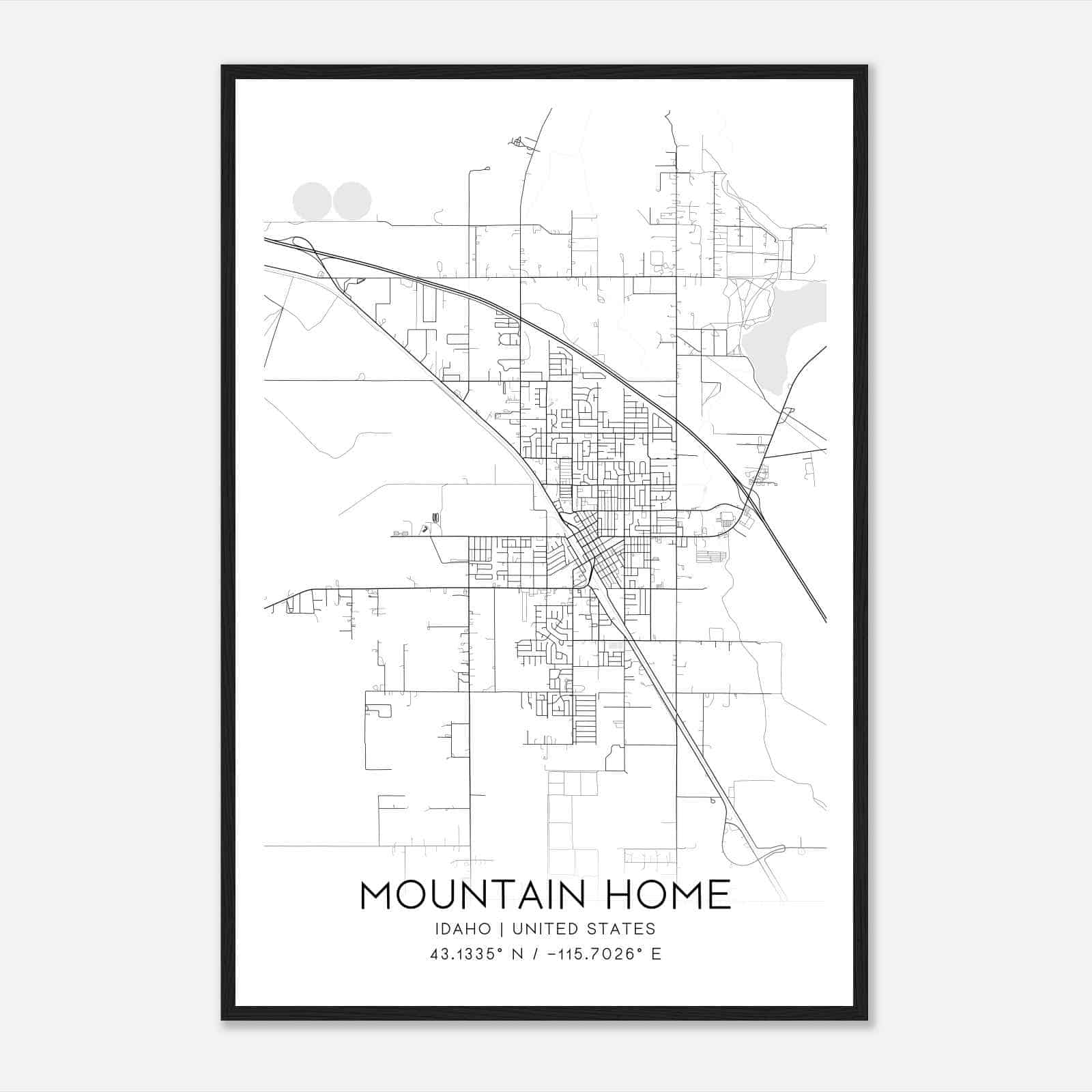 Mountain Home Idaho Map Poster, Modern Home Decor Wall Art Print
