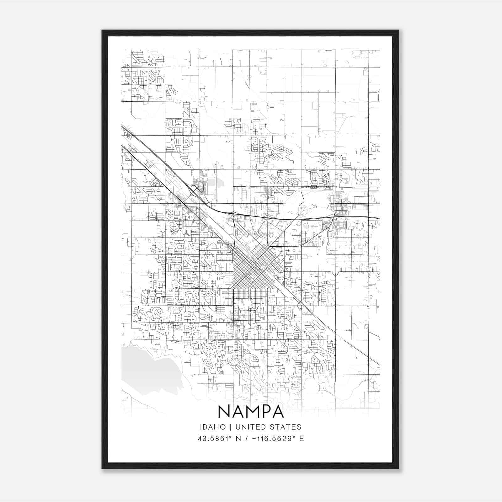 Nampa Idaho Map Poster, Modern Home Decor Wall Art Print