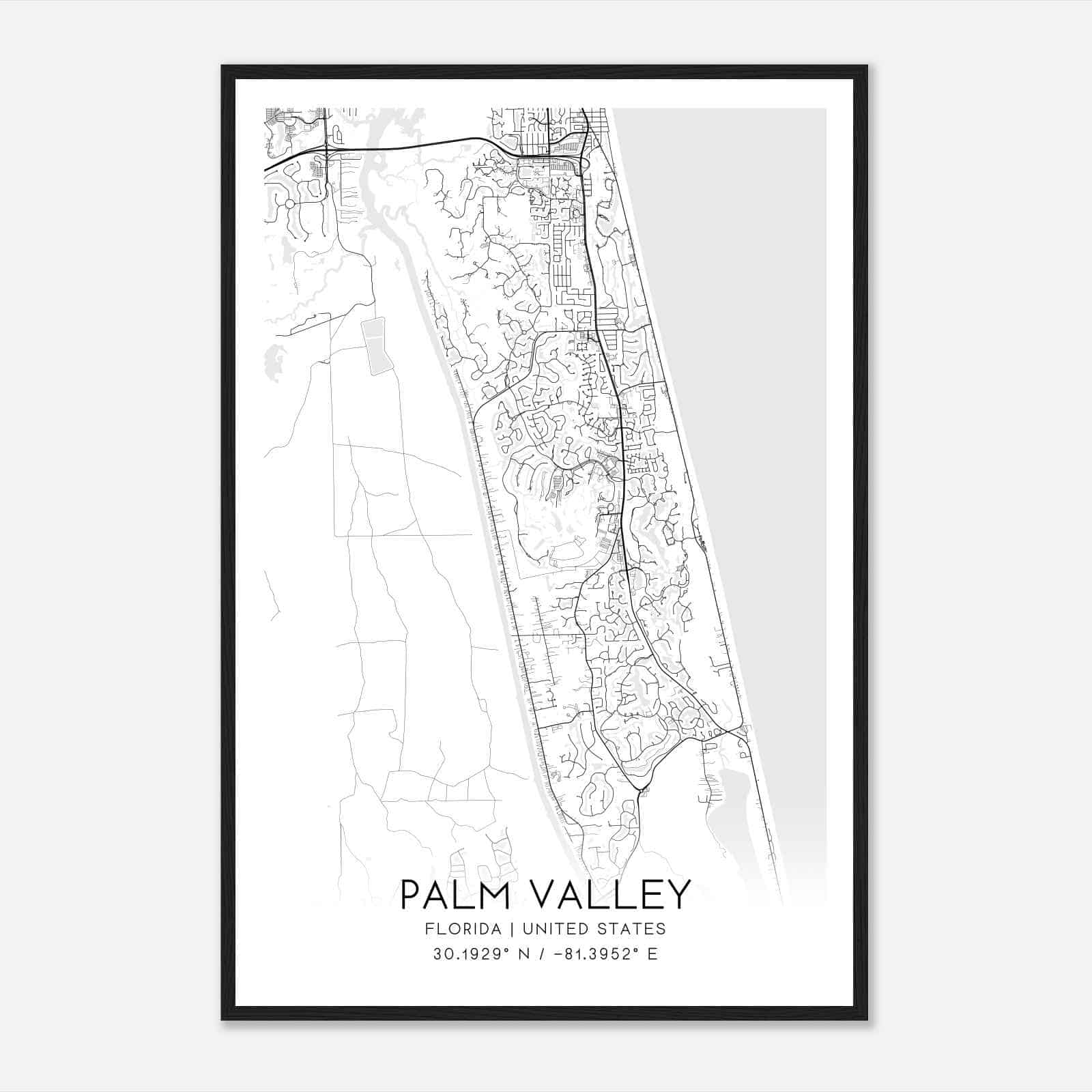 Palm Valley Florida Map Poster, Modern Home Decor Wall Art Print Palm Valley Florida Map Poster, Modern Home Decor Wall Art Print