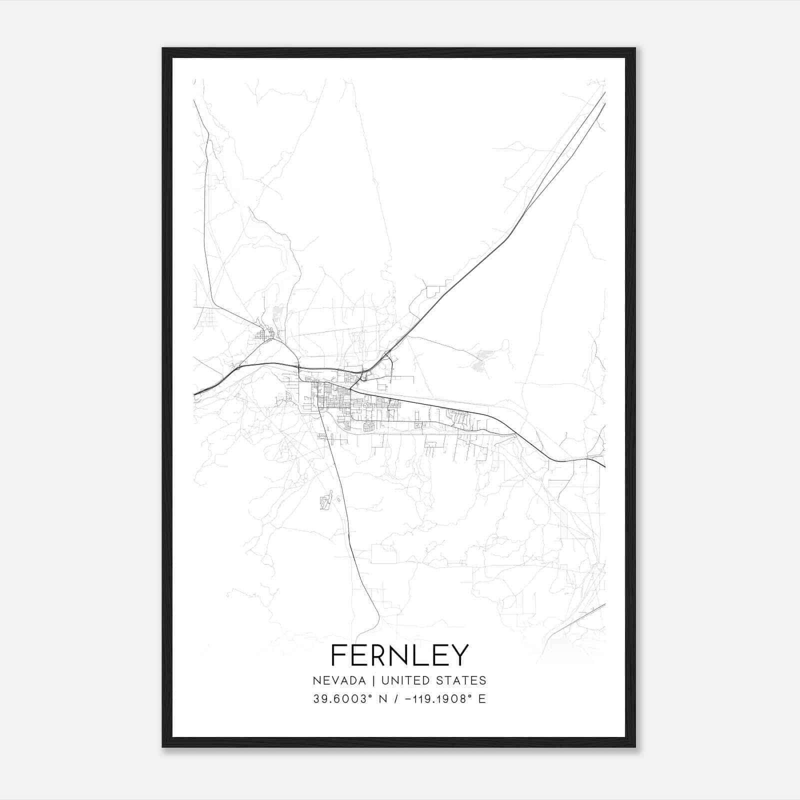 Fernley Nevada Map Poster, Modern Home Decor Wall Art Print