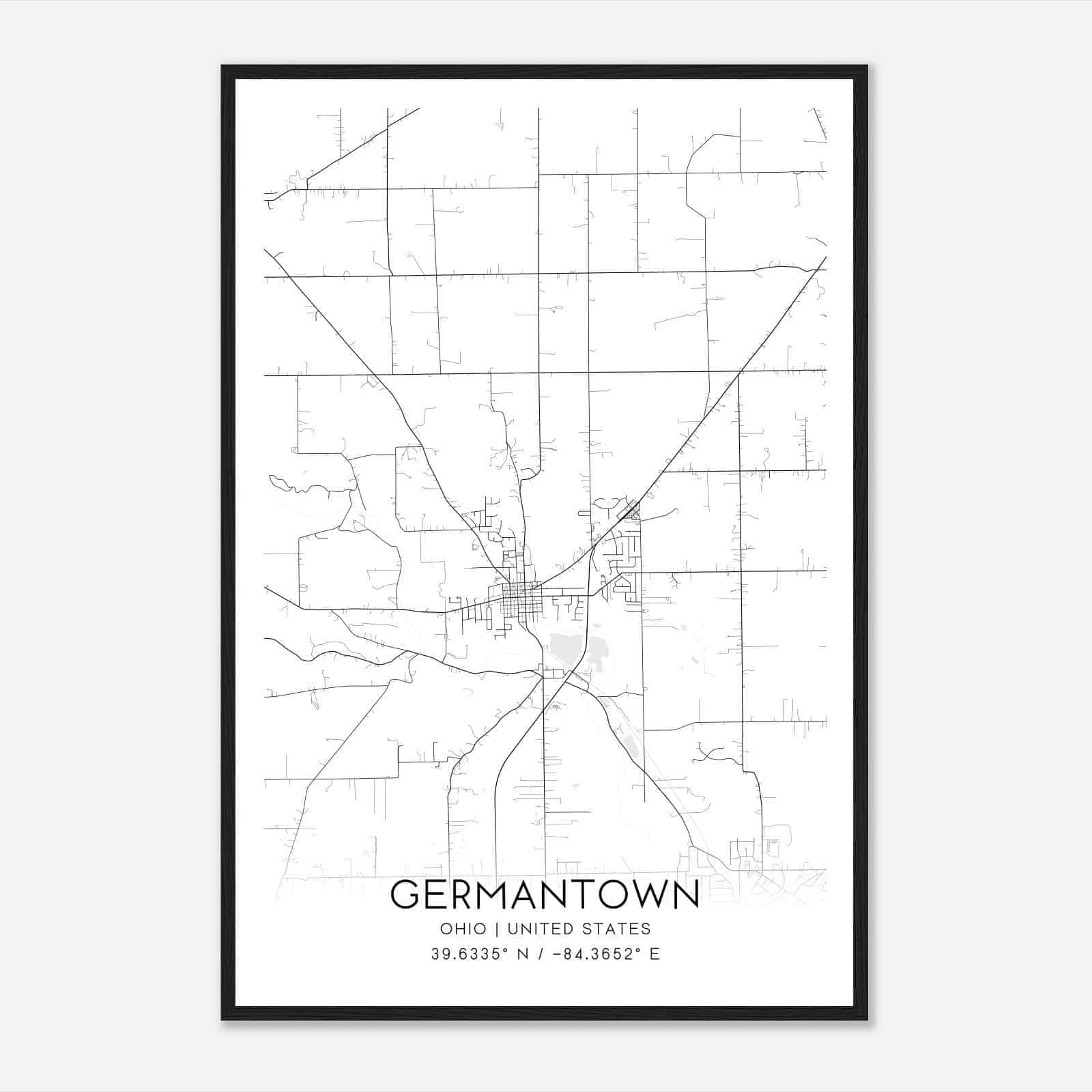 Germantown Ohio Map Poster, Modern Home Decor Wall Art Print
