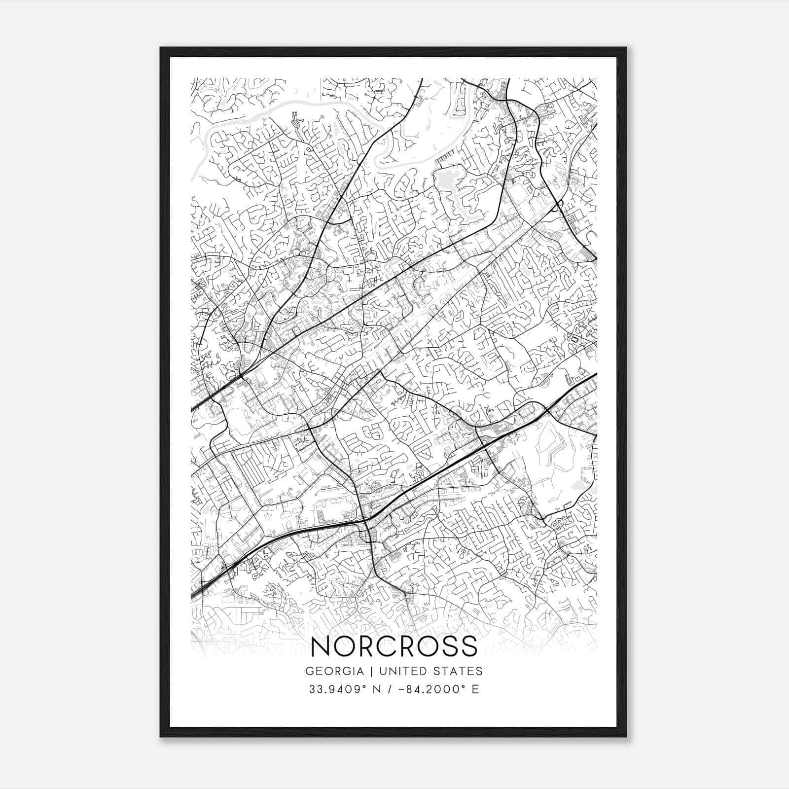 Norcross Georgia Map Poster, Modern Home Decor Wall Art Print Norcross Georgia Map Poster, Modern Home Decor Wall Art Print