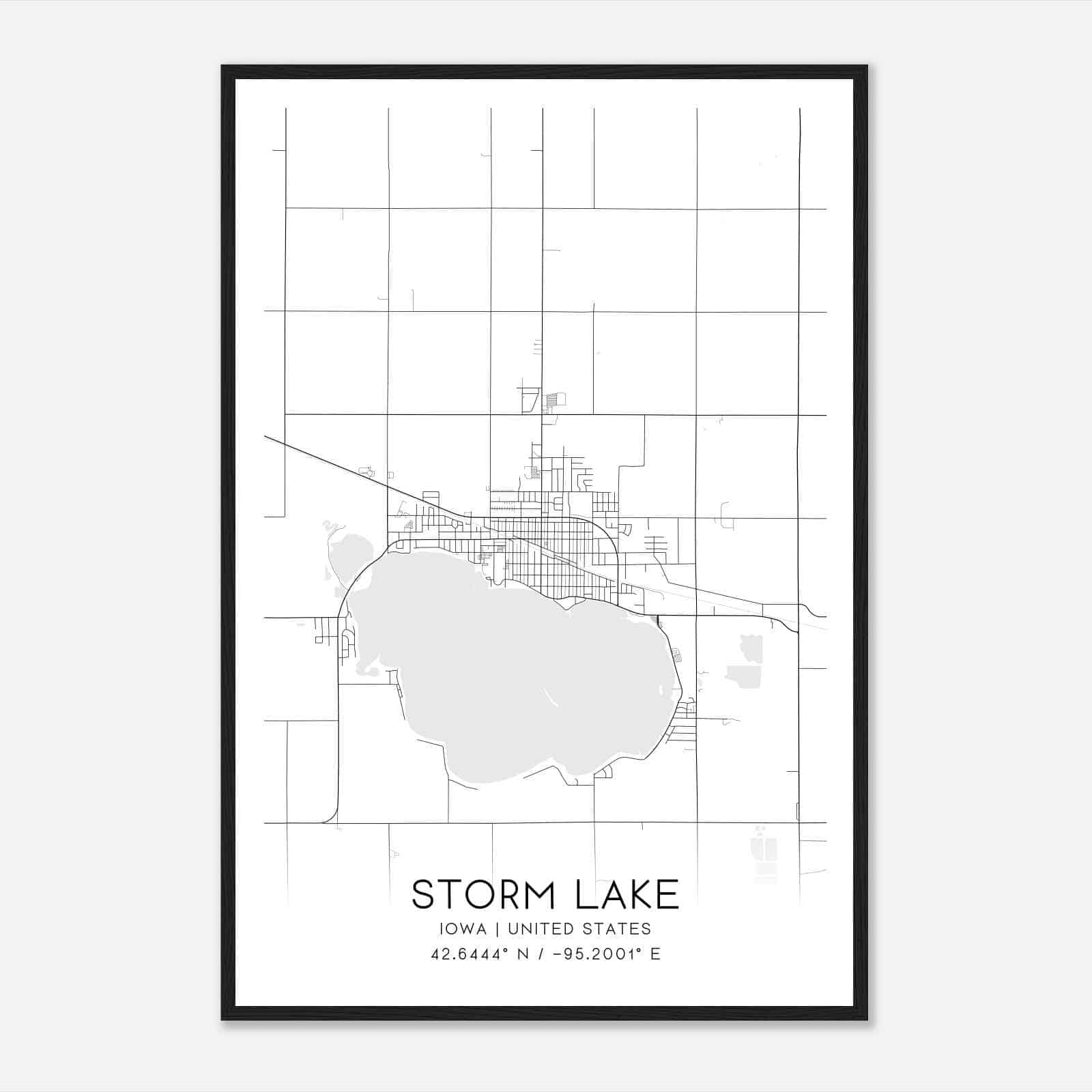 Storm Lake Iowa Map Poster, Modern Home Decor Wall Art Print Storm Lake Iowa Map Poster, Modern Home Decor Wall Art Print