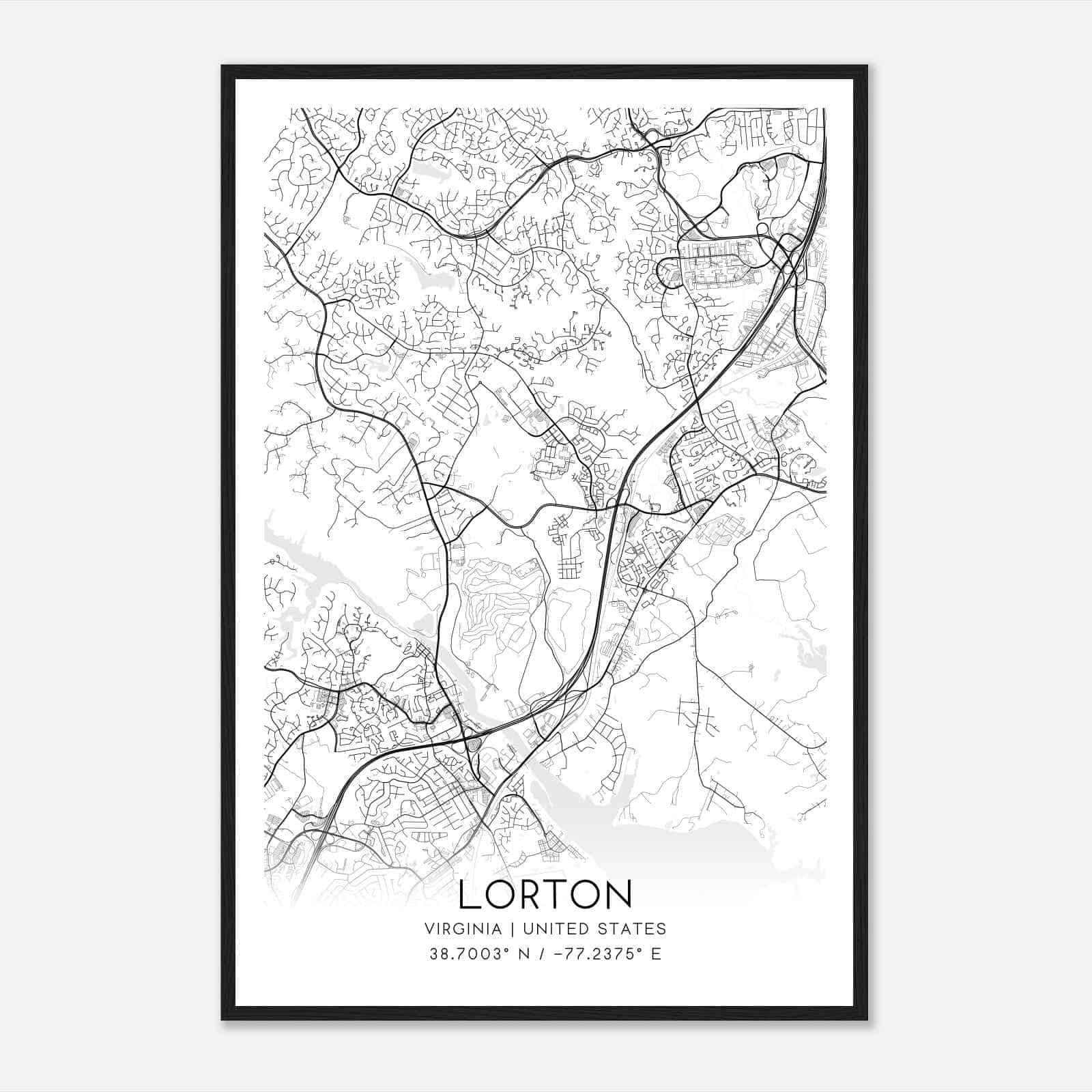 Lorton Virginia Map Poster, Modern Home Decor Wall Art Print