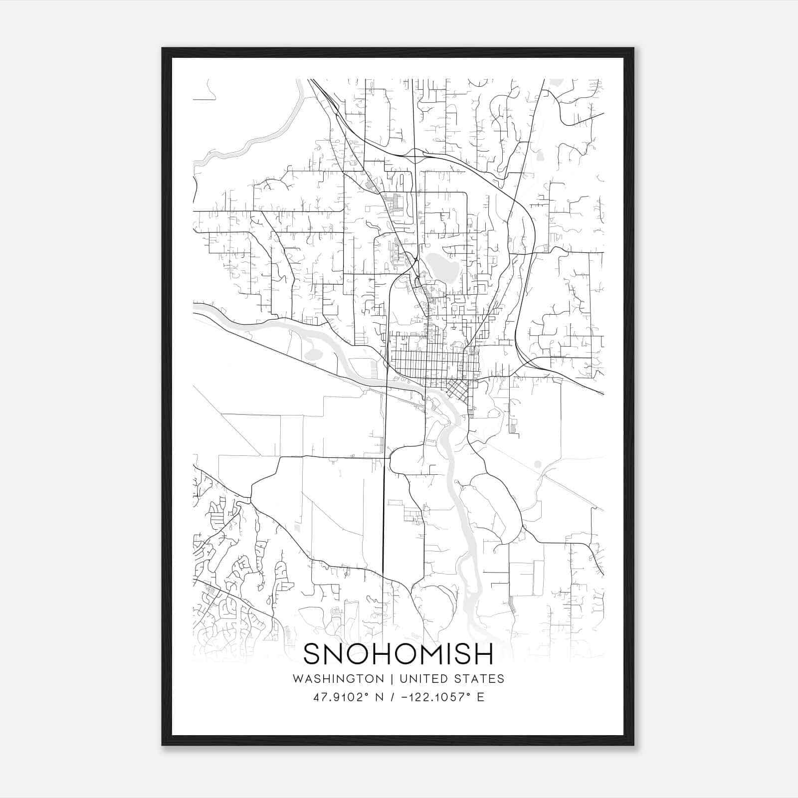 Snohomish Washington Map Poster, Modern Home Decor Wall Art Print Snohomish Washington Map Poster, Modern Home Decor Wall Art Print