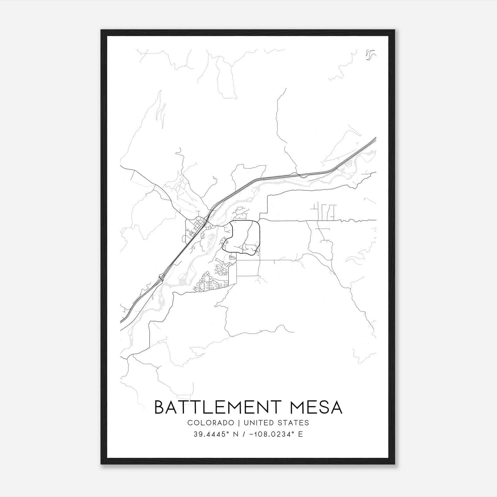 Battlement Mesa Colorado Map Poster, Modern Home Decor Wall Art Print