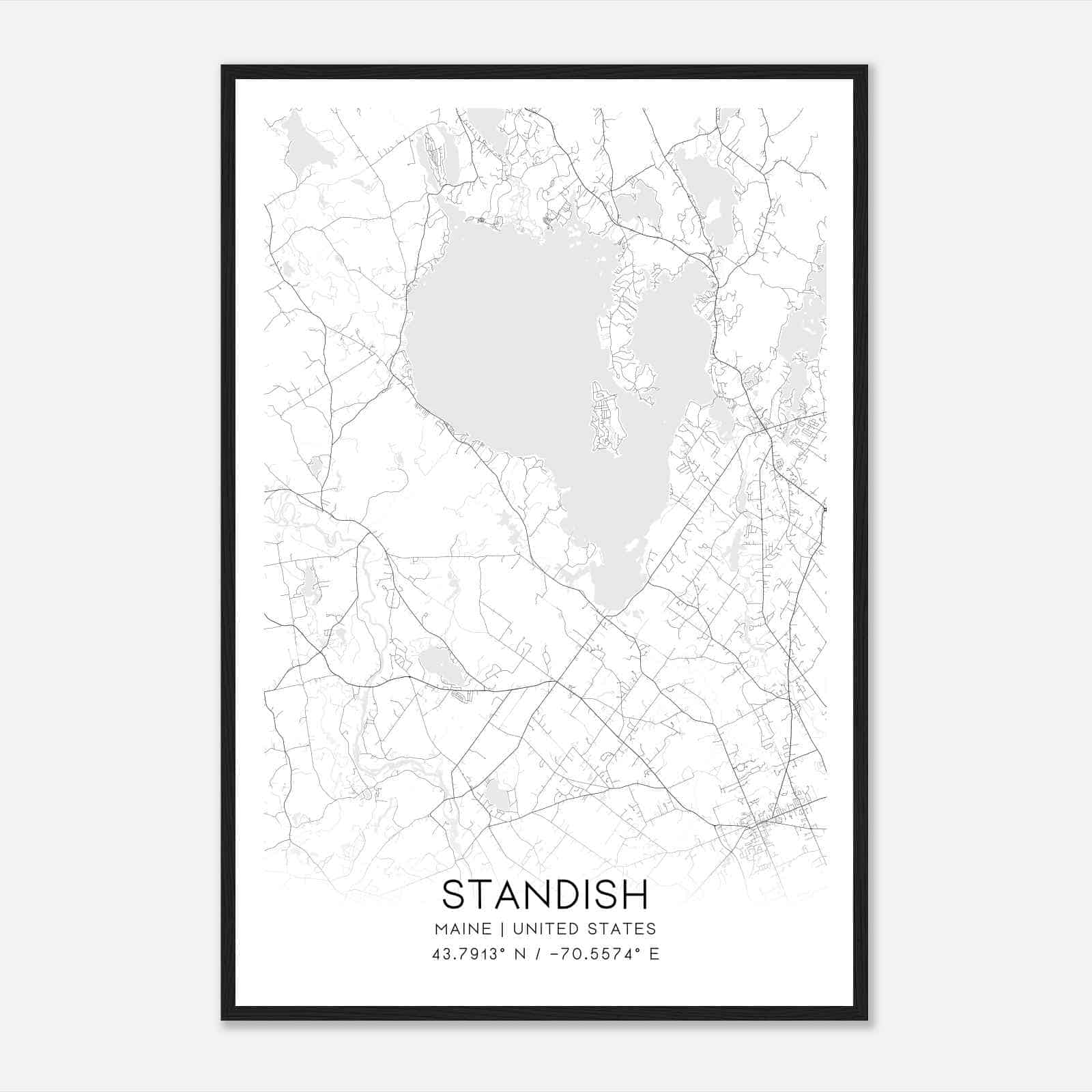 Standish Maine Map Poster, Modern Home Decor Wall Art Print Standish Maine Map Poster, Modern Home Decor Wall Art Print