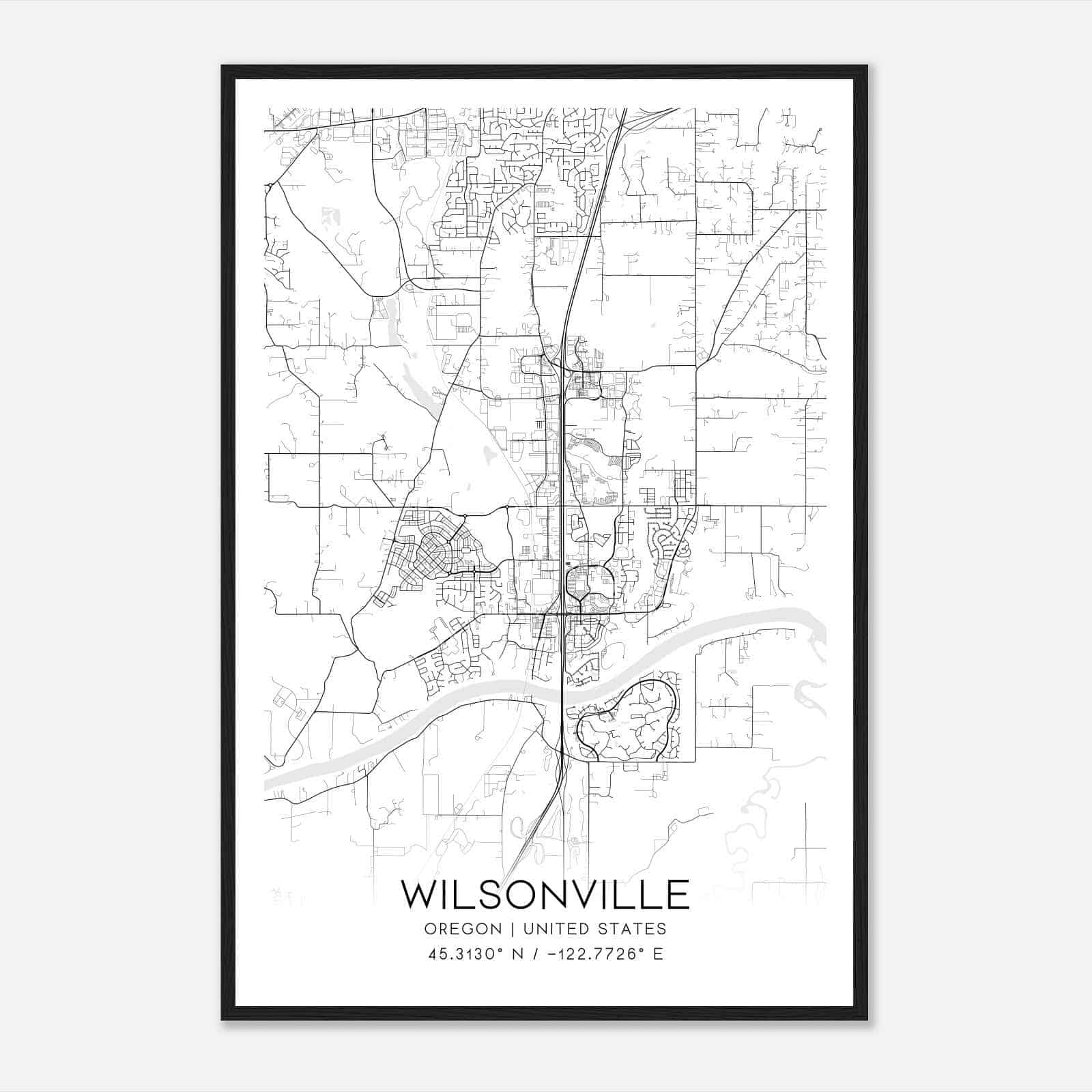 Wilsonville Oregon Map Poster, Modern Home Decor Wall Art Print