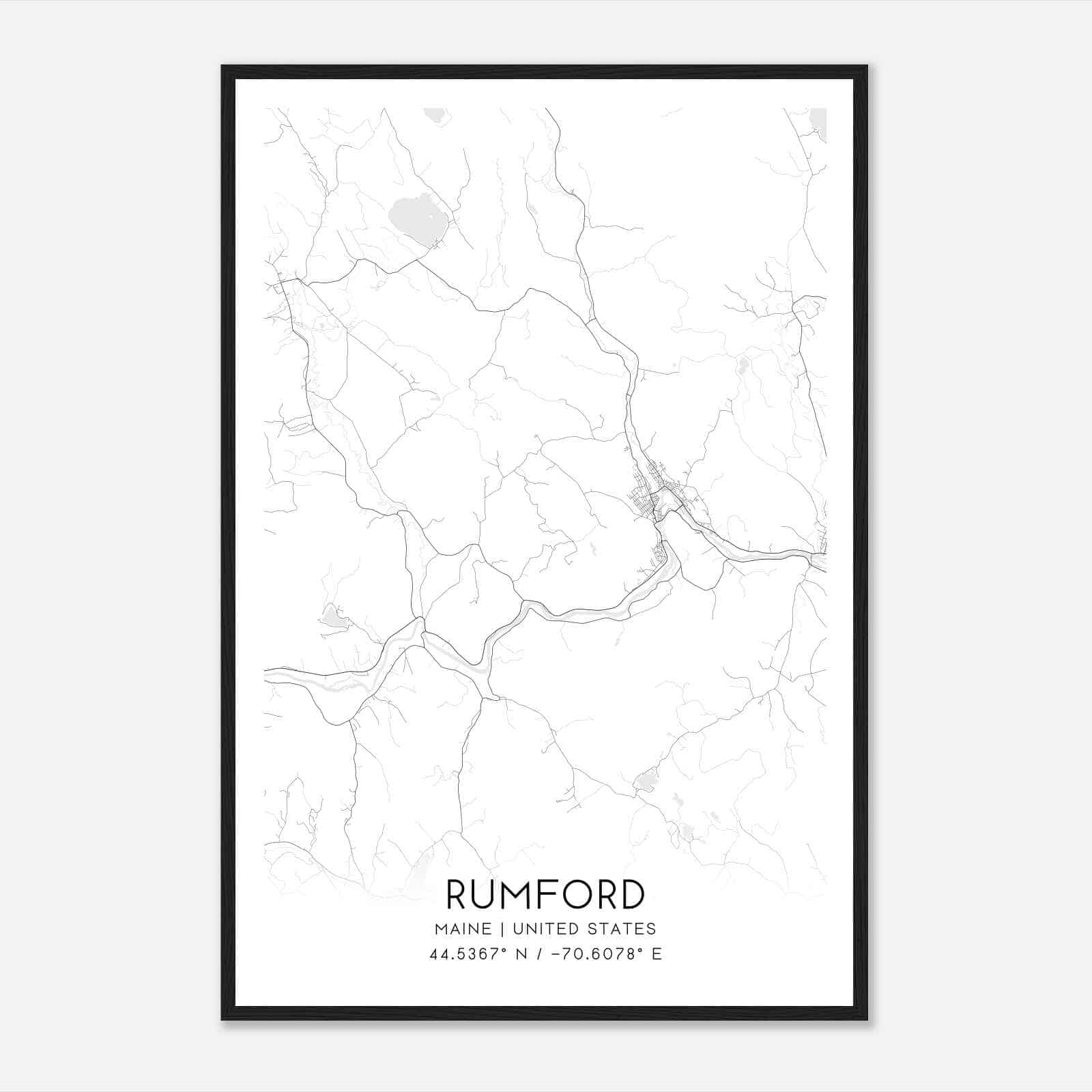 Rumford Maine Map Poster, Modern Home Decor Wall Art Print
