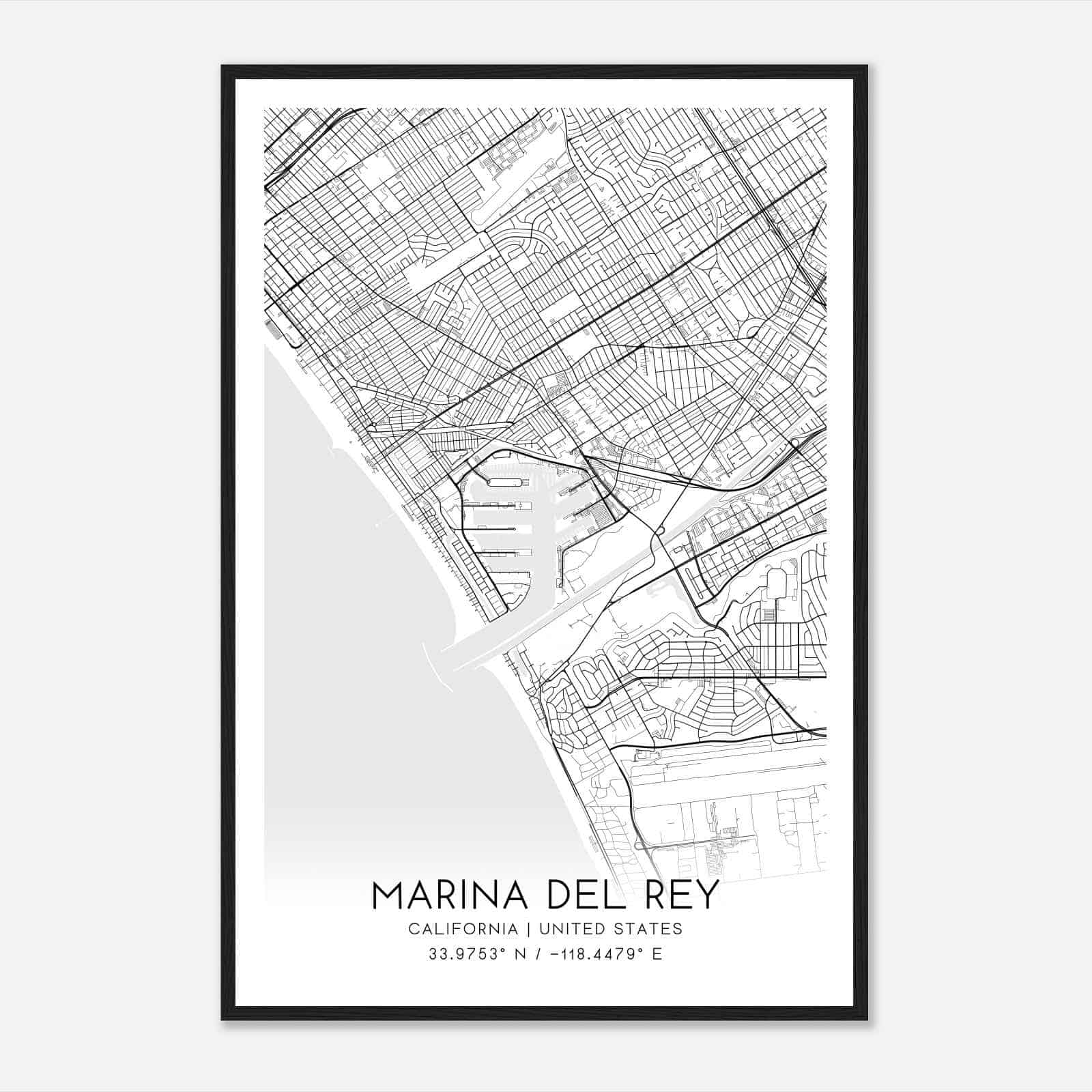 Marina del Rey California Map Poster, Modern Home Decor Wall Art Print Marina del Rey California Map Poster, Modern Home Decor Wall Art Print