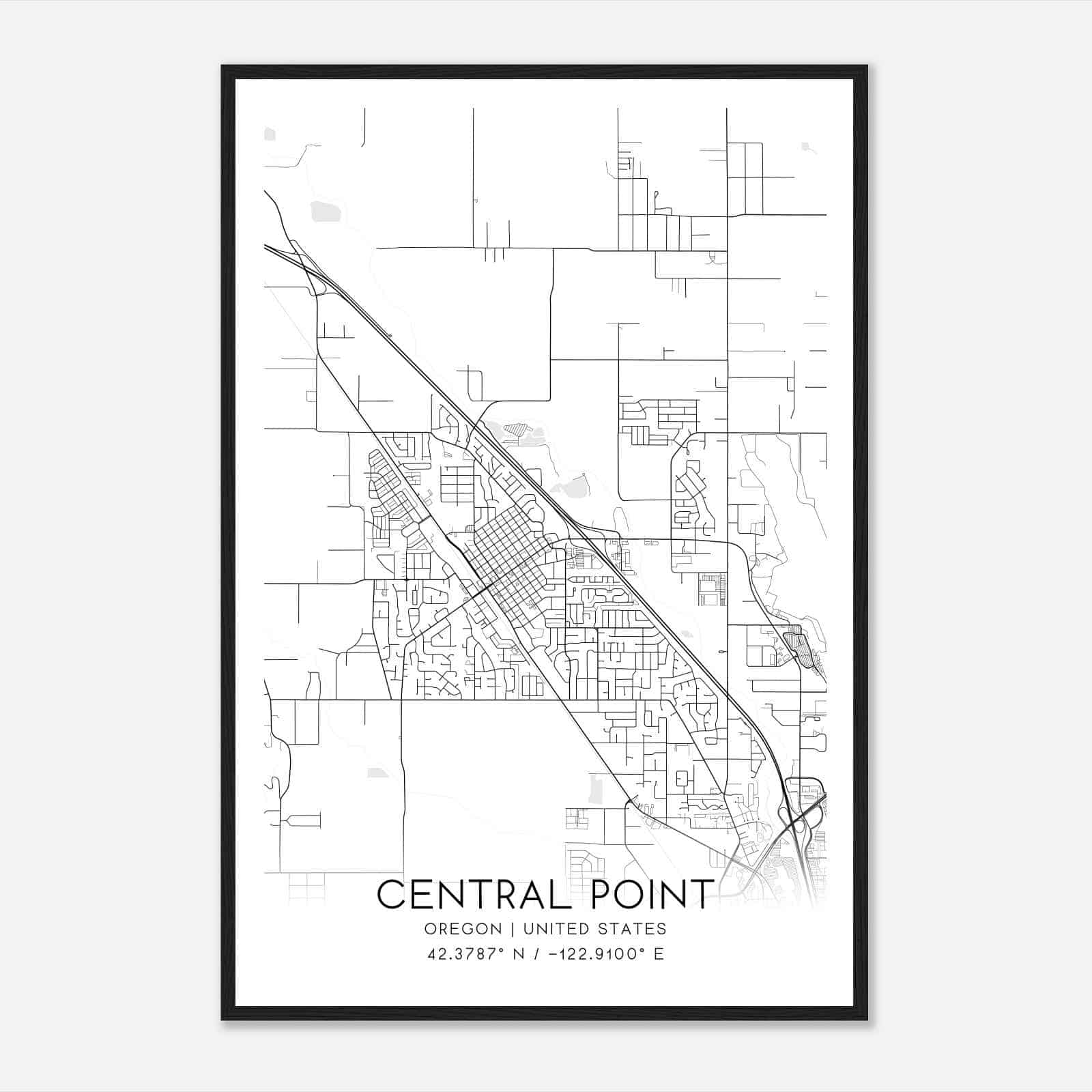 Central Point Oregon Map Poster, Modern Home Decor Wall Art Print