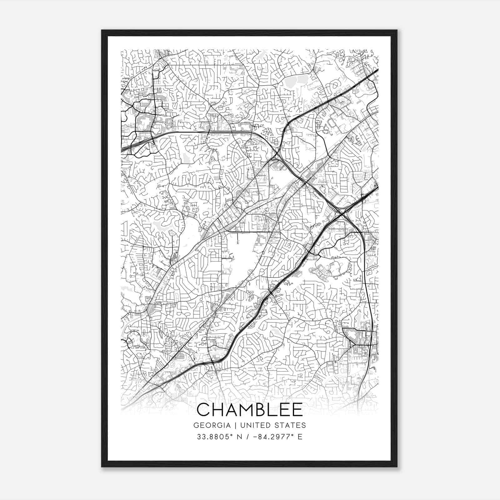 Chamblee Georgia Map Poster, Modern Home Decor Wall Art Print