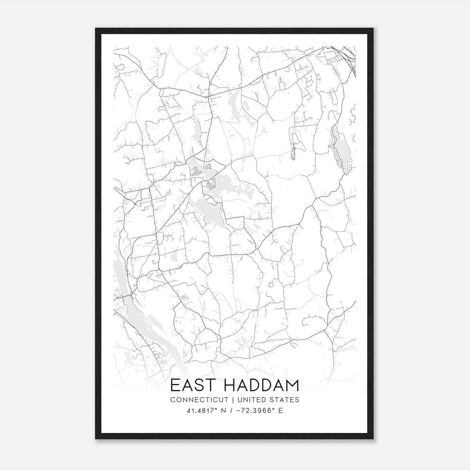 East Haddam Connecticut Map Poster, Modern Home Decor Wall Art Print