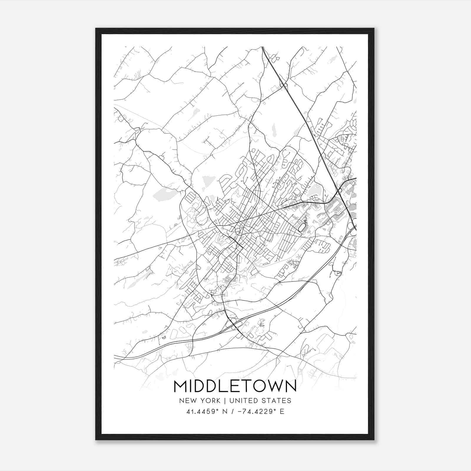 Middletown New York Map Poster, Modern Home Decor Wall Art Print Middletown New York Map Poster, Modern Home Decor Wall Art Print