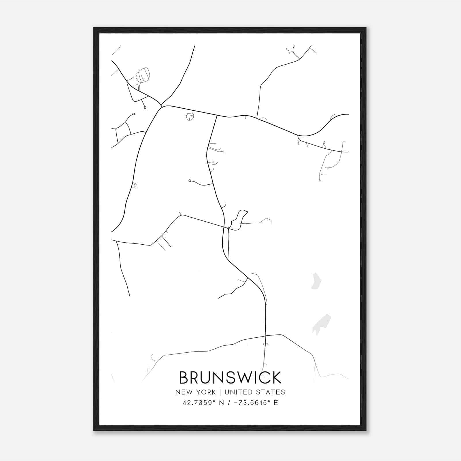 Brunswick New York Map Poster, Modern Home Decor Wall Art Print