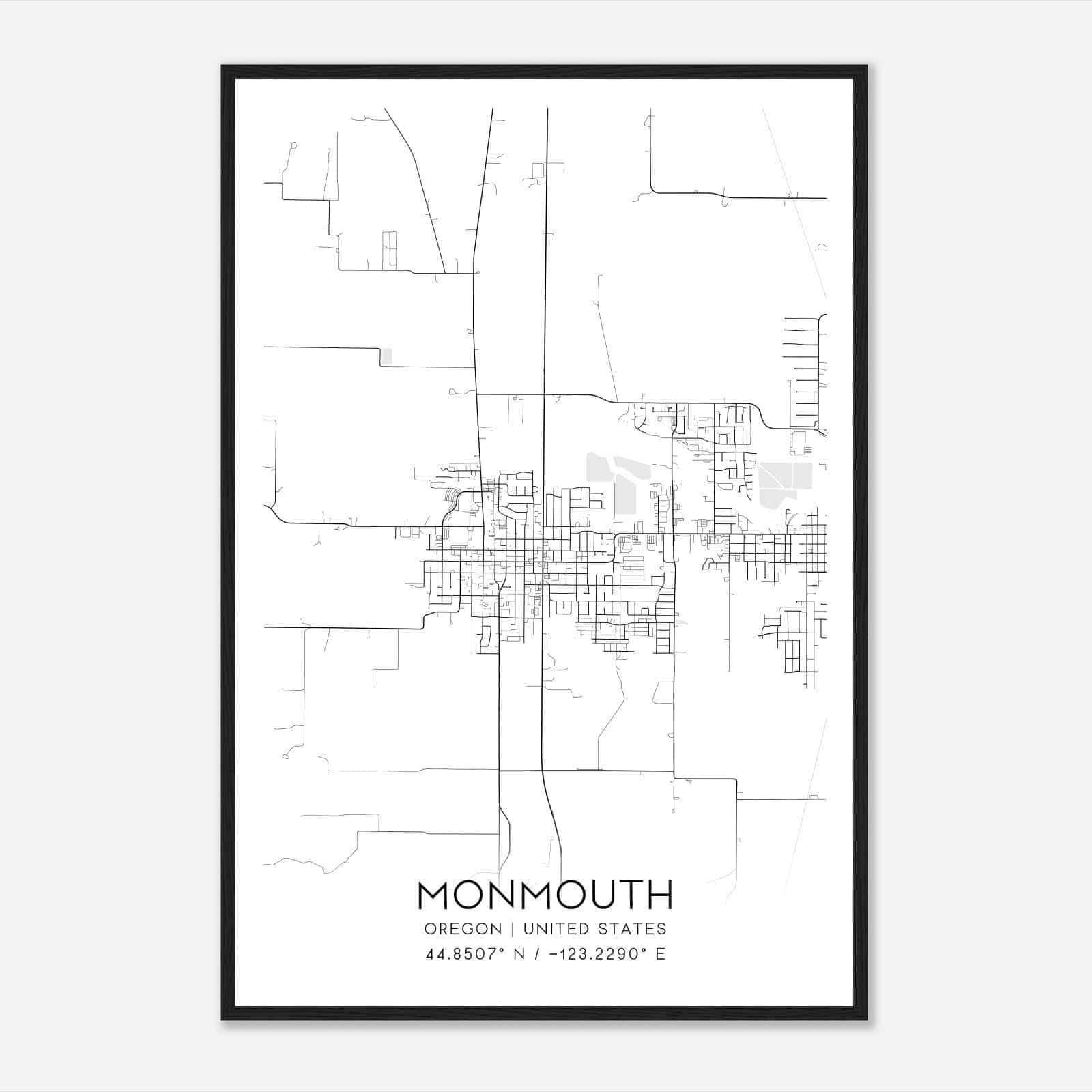 Monmouth Oregon Map Poster, Modern Home Decor Wall Art Print