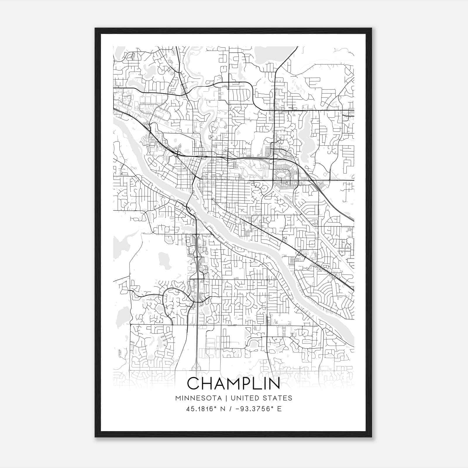 Champlin Minnesota Map Poster, Modern Home Decor Wall Art Print