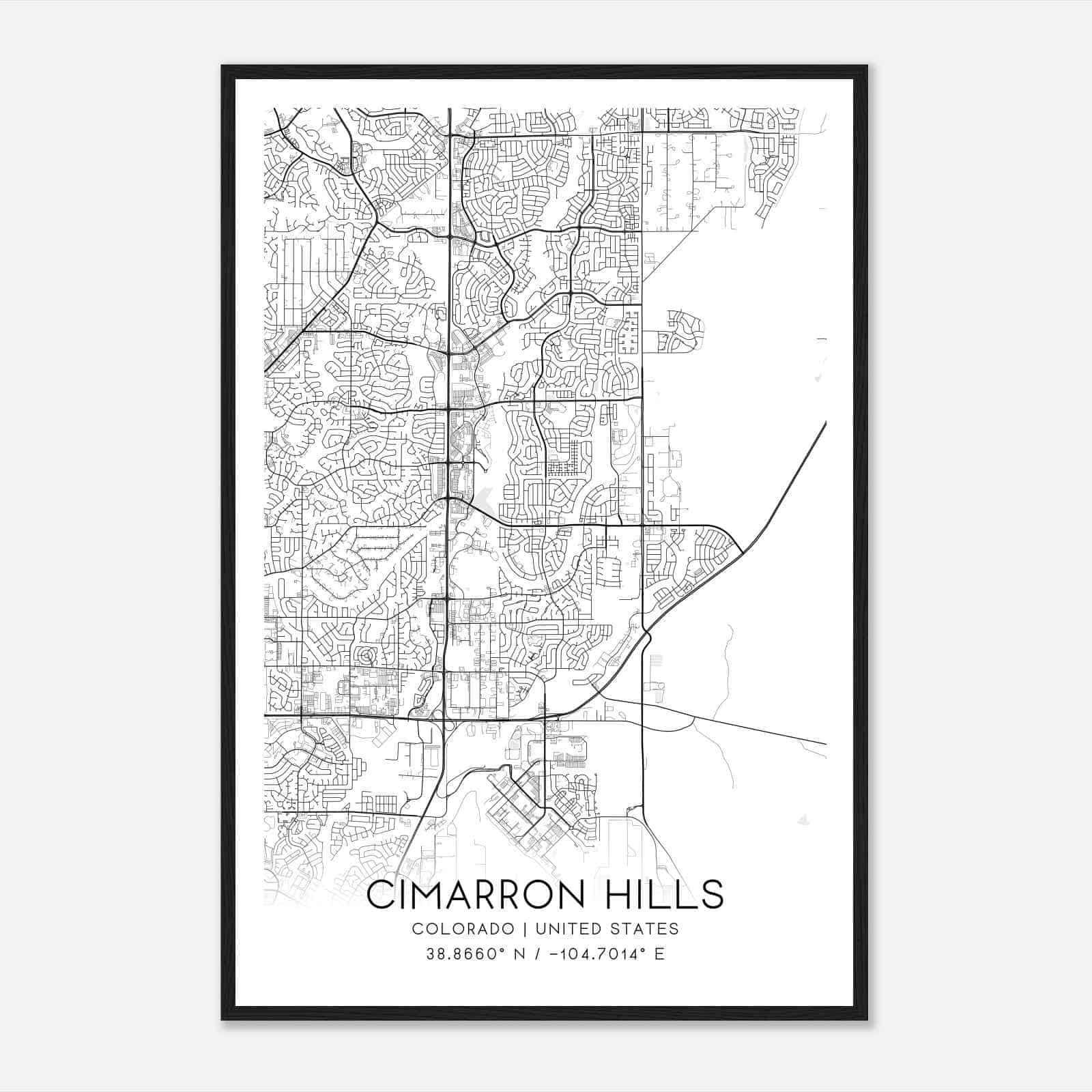 Cimarron Hills Colorado Map Poster, Modern Home Decor Wall Art Print