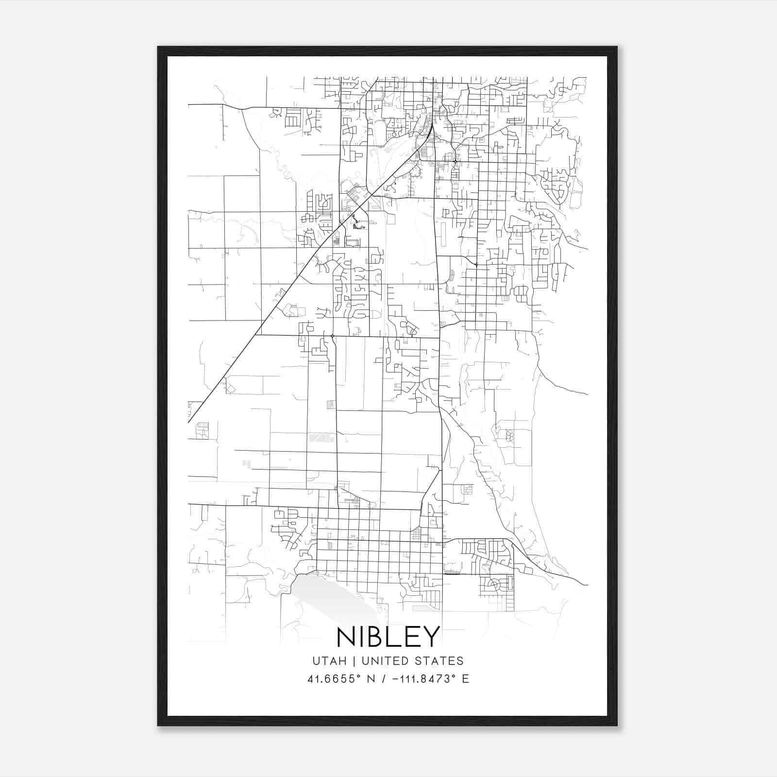 Nibley Utah Map Poster, Modern Home Decor Wall Art Print Nibley Utah Map Poster, Modern Home Decor Wall Art Print