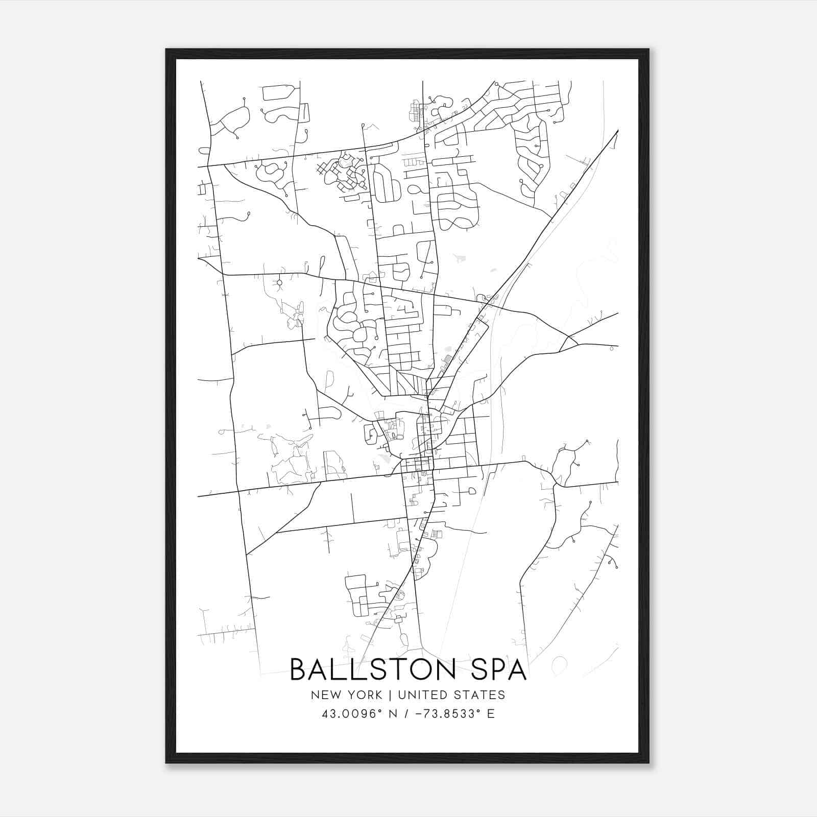 Ballston Spa New York Map Poster, Modern Home Decor Wall Art Print