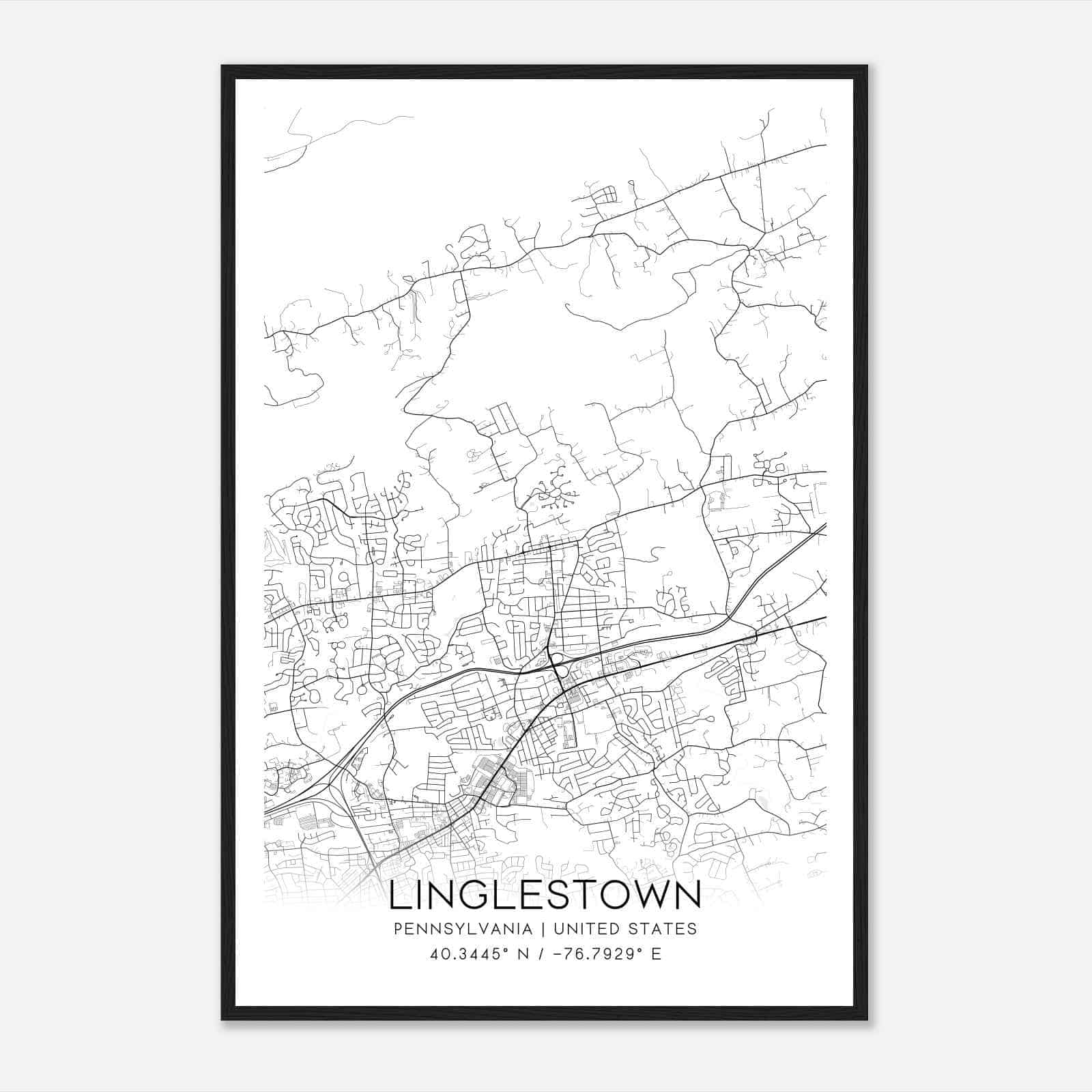 Linglestown Pennsylvania Map Poster, Modern Home Decor Wall Art Print