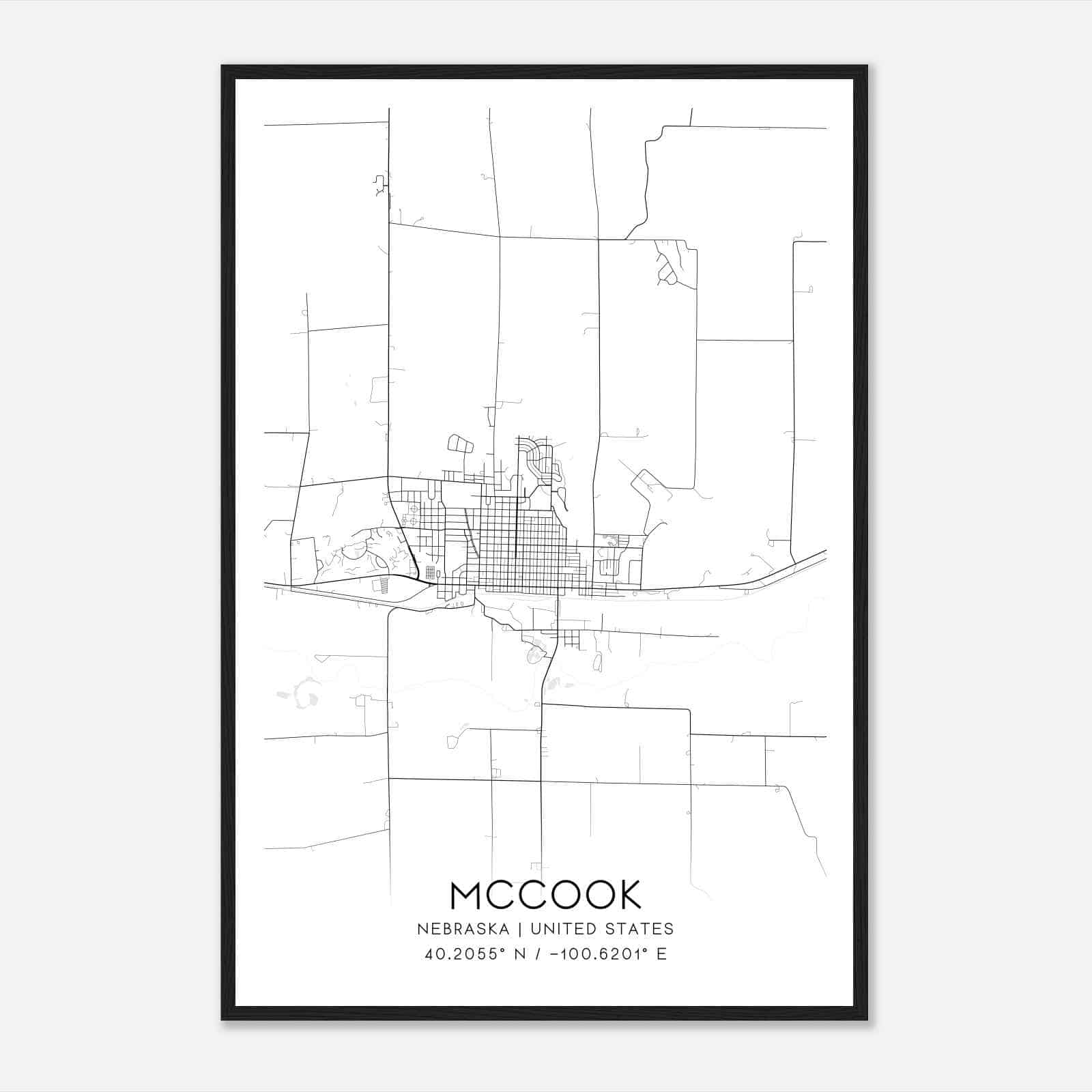 McCook Nebraska Map Poster, Modern Home Decor Wall Art Print McCook Nebraska Map Poster, Modern Home Decor Wall Art Print