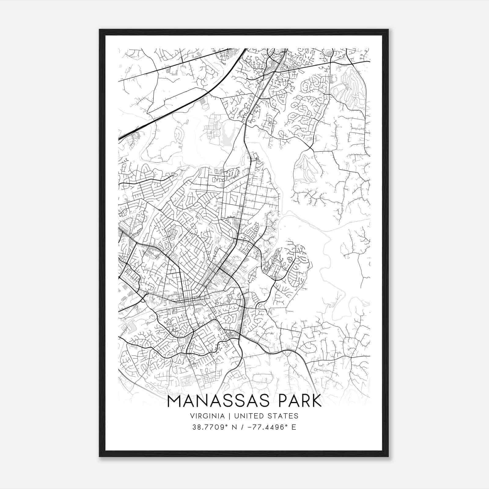Manassas Park Virginia Map Poster, Modern Home Decor Wall Art Print Manassas Park Virginia Map Poster, Modern Home Decor Wall Art Print