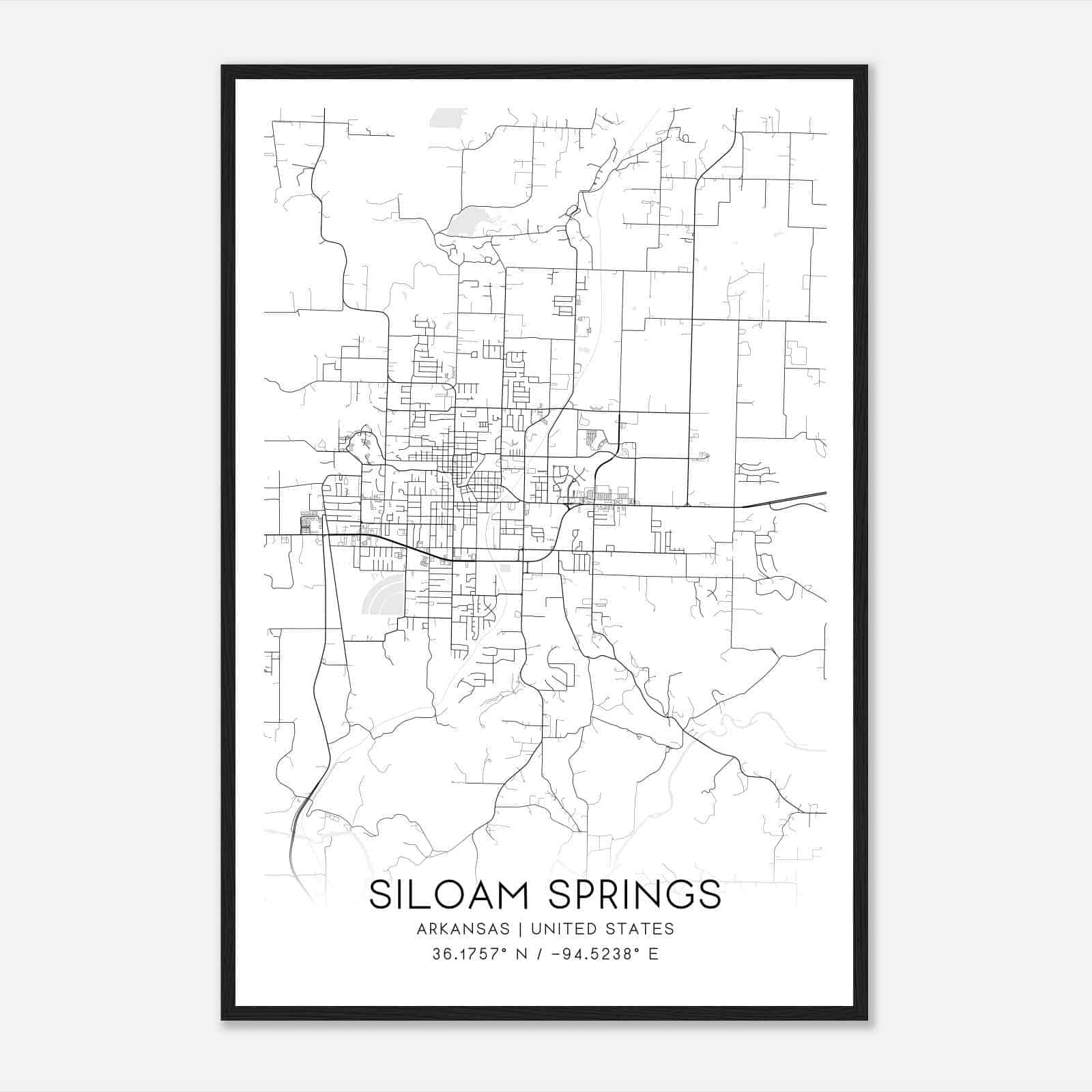 Siloam Springs Arkansas Map Poster, Modern Home Decor Wall Art Print