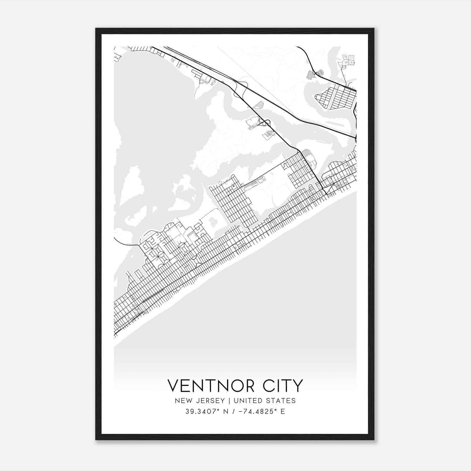 Ventnor City New Jersey Map Poster, Modern Home Decor Wall Art Print Ventnor City New Jersey Map Poster, Modern Home Decor Wall Art Print