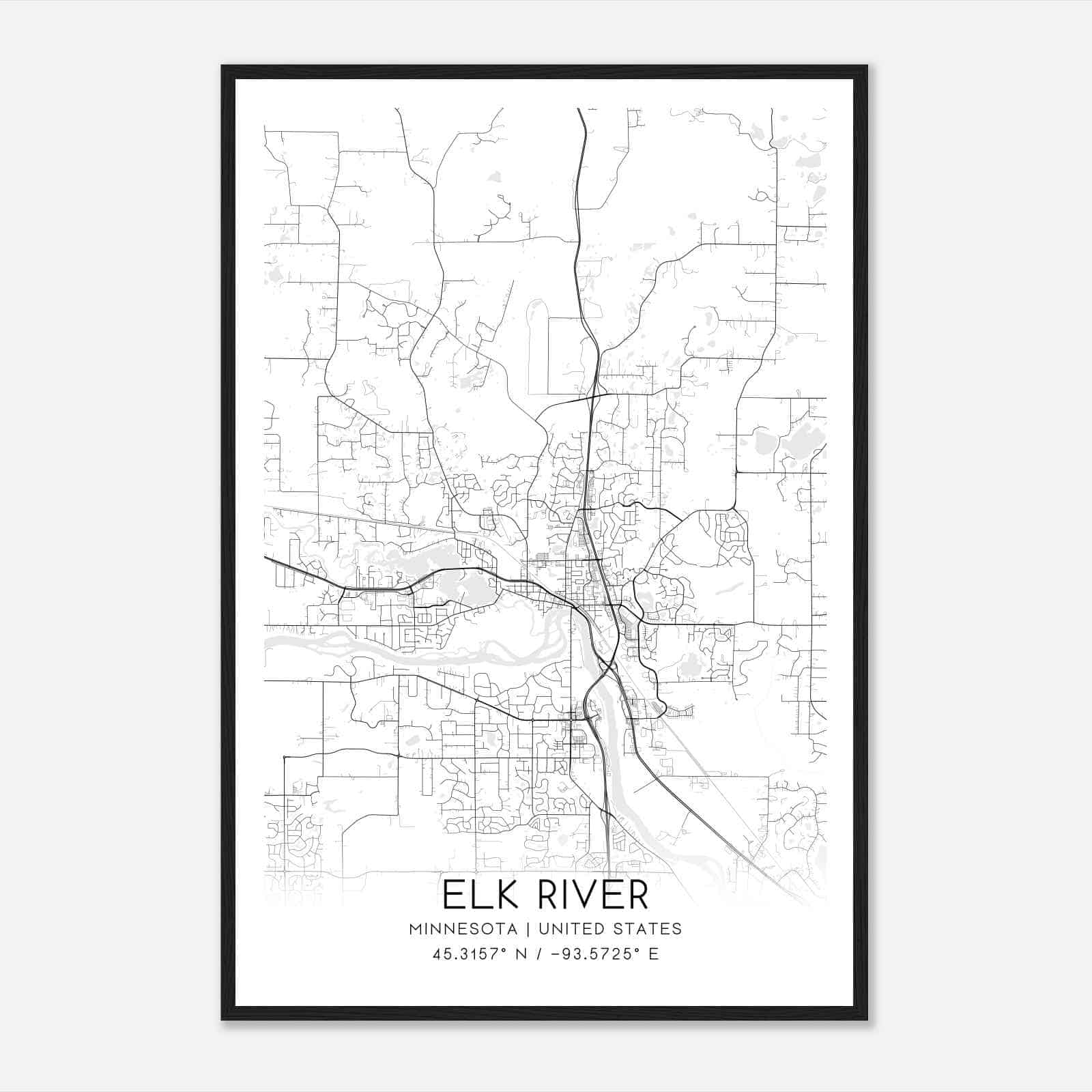Elk River Minnesota Map Poster, Modern Home Decor Wall Art Print