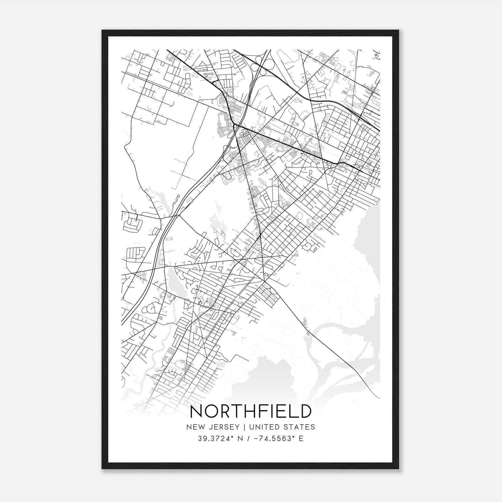 Northfield New Jersey Map Poster, Modern Home Decor Wall Art Print