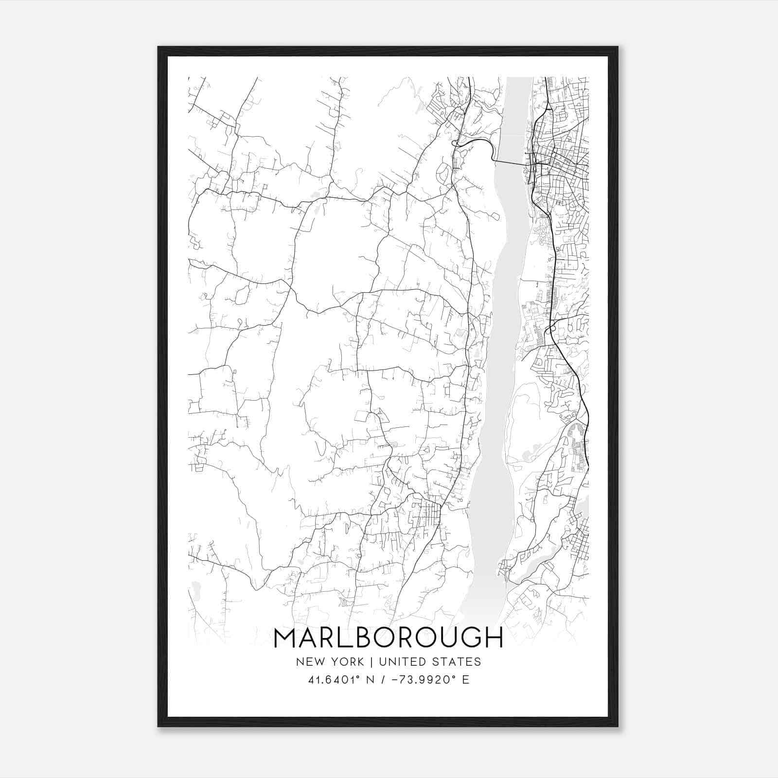 Marlborough New York Map Poster, Modern Home Decor Wall Art Print