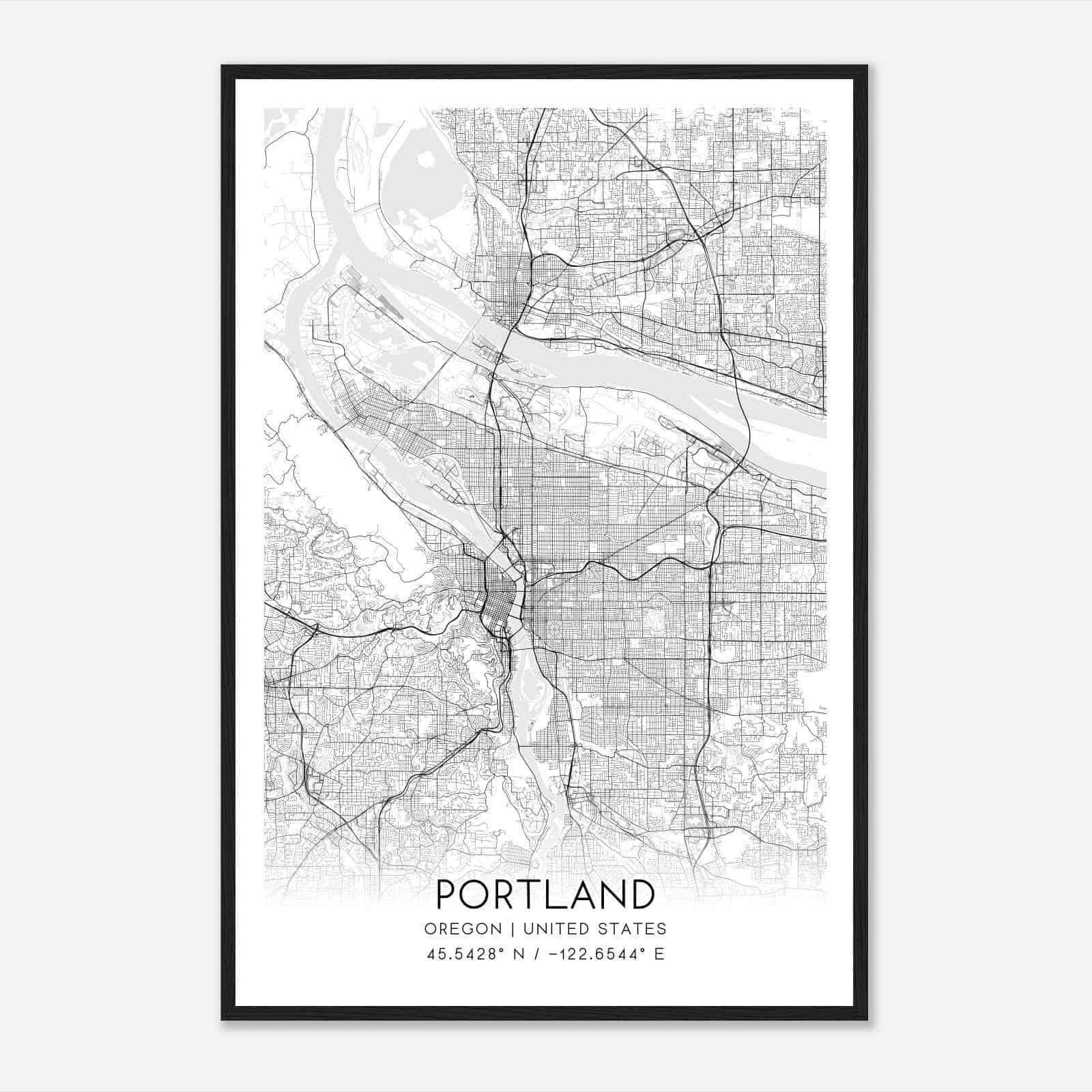 Portland Oregon Map Poster, Modern Home Decor Wall Art Print