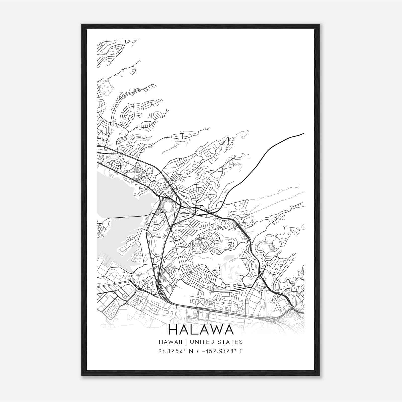 Halawa Hawaii Map Poster, Modern Home Decor Wall Art Print Halawa Hawaii Map Poster, Modern Home Decor Wall Art Print