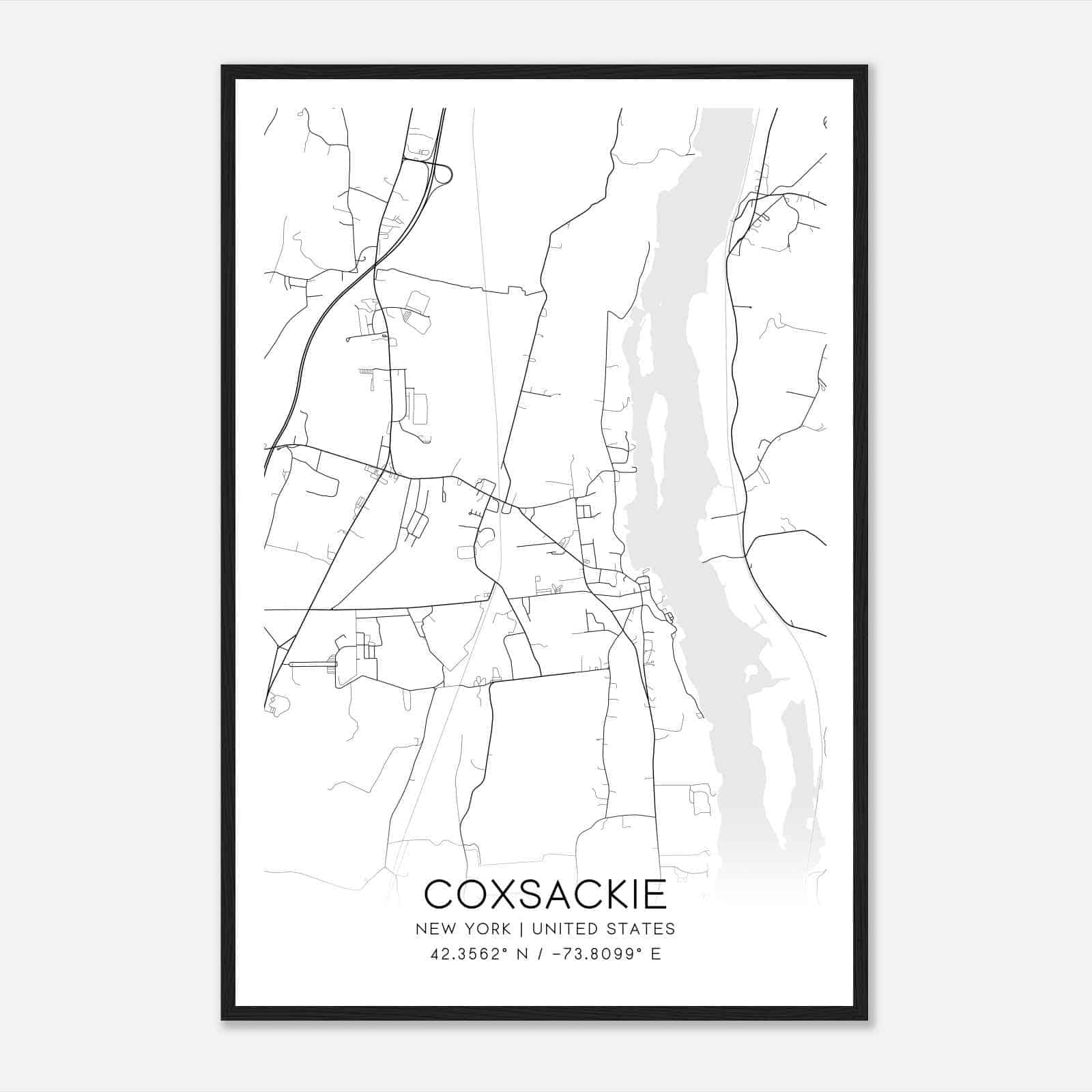 Coxsackie New York Map Poster, Modern Home Decor Wall Art Print