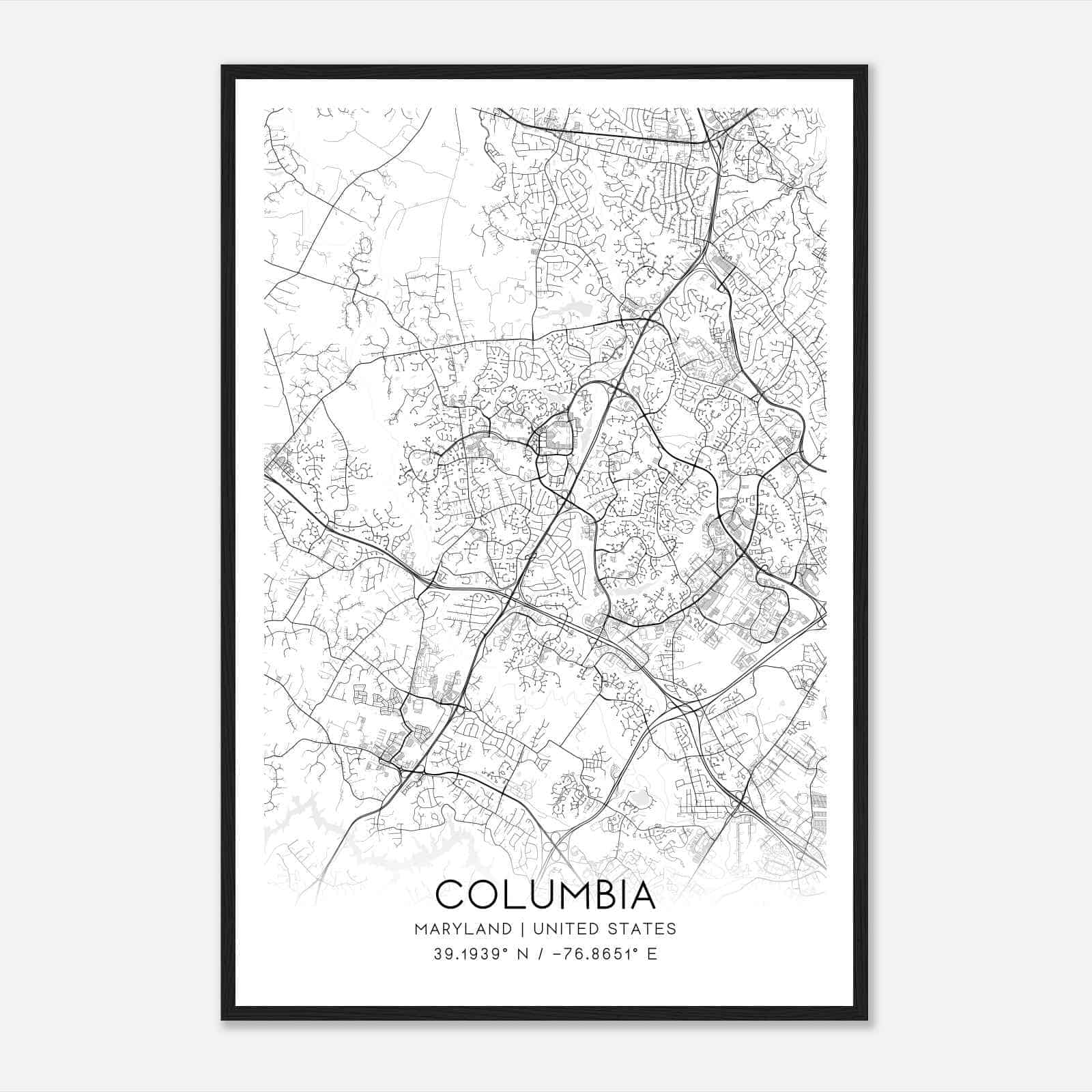 Columbia Maryland Map Poster, Modern Home Decor Wall Art Print