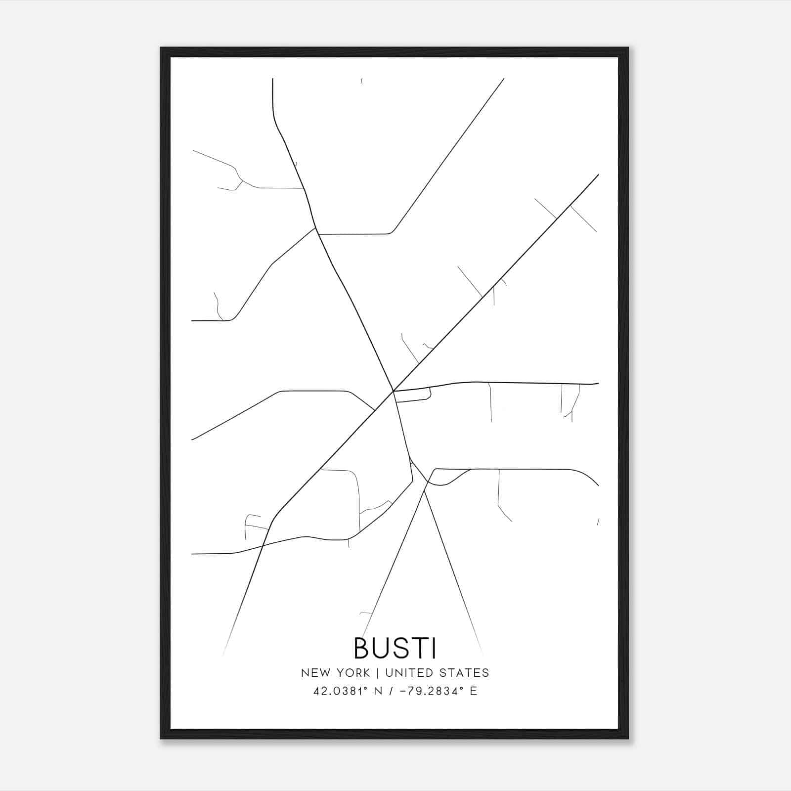 Busti New York Map Poster, Modern Home Decor Wall Art Print