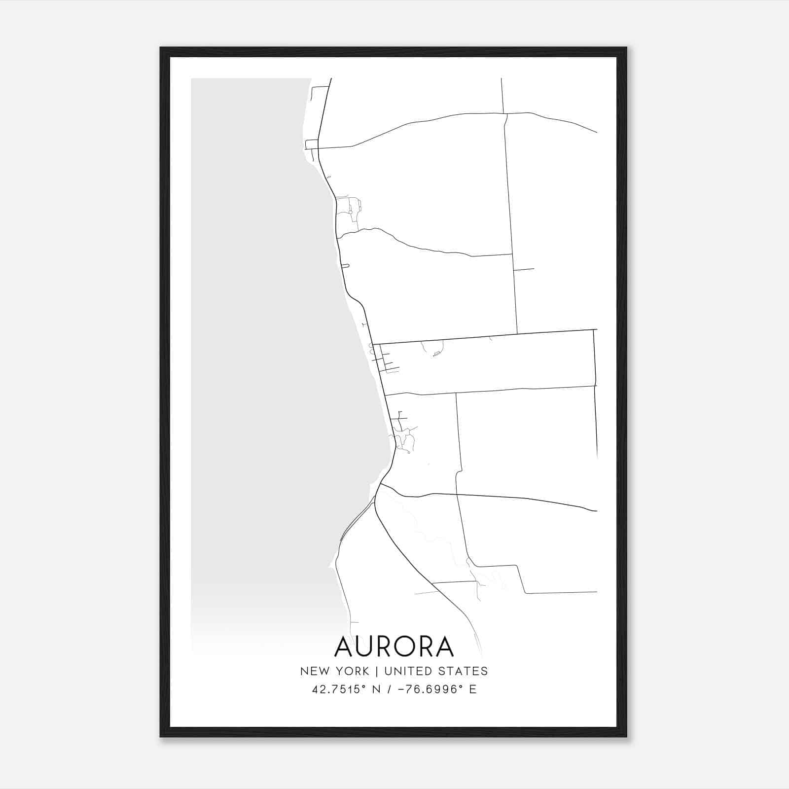 Aurora New York Map Poster, Modern Home Decor Wall Art Print