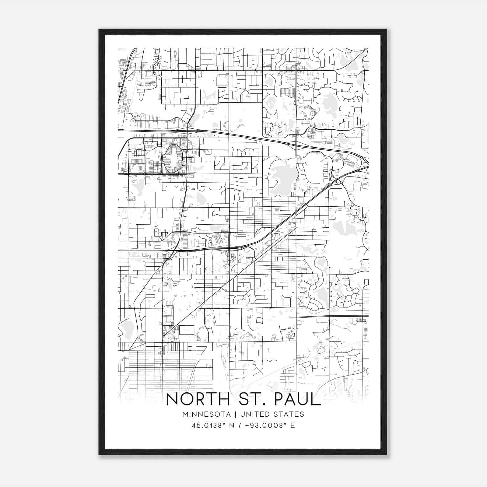 North St. Paul Minnesota Map Poster, Modern Home Decor Wall Art Print