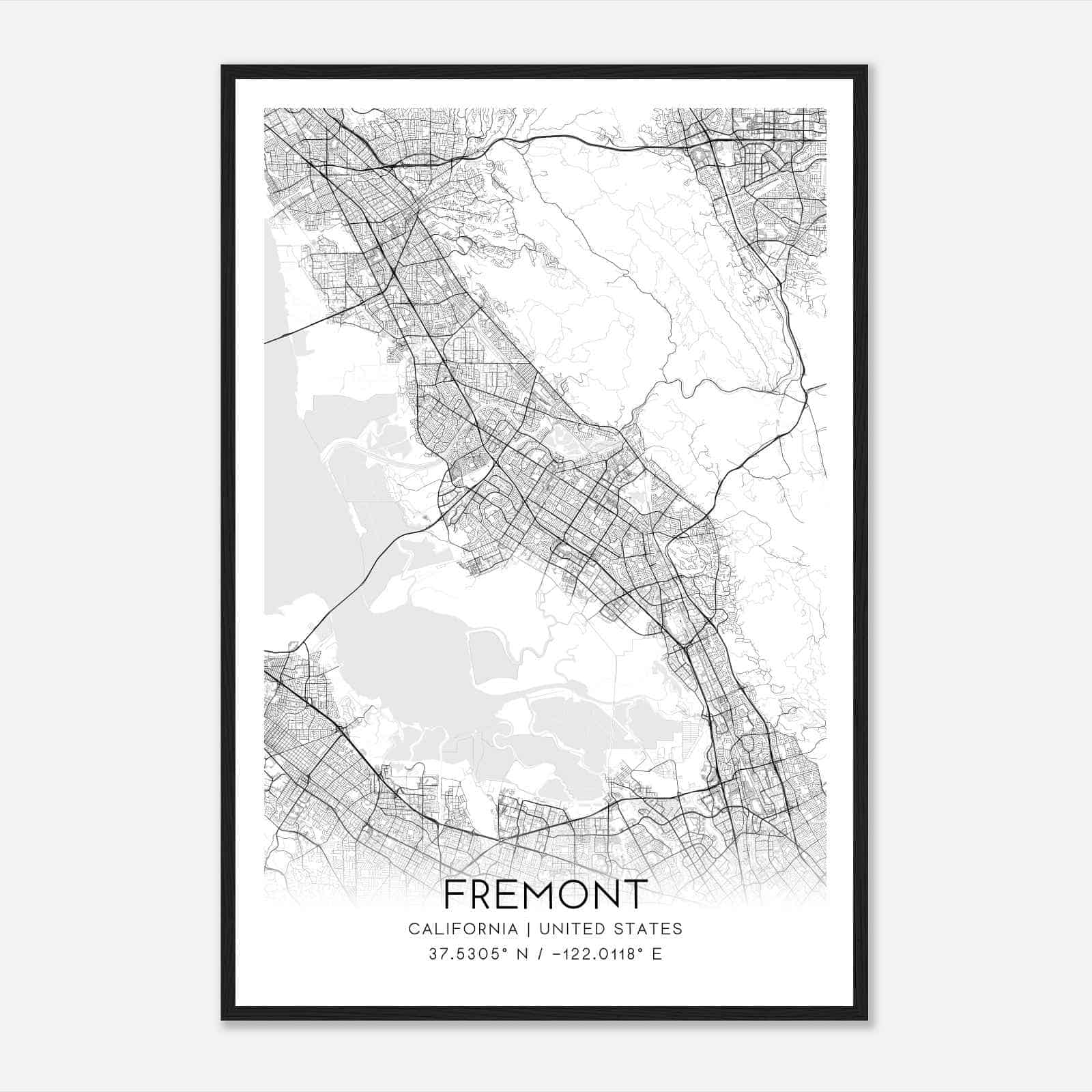 Fremont California Map Poster, Modern Home Decor Wall Art Print Fremont California Map Poster, Modern Home Decor Wall Art Print