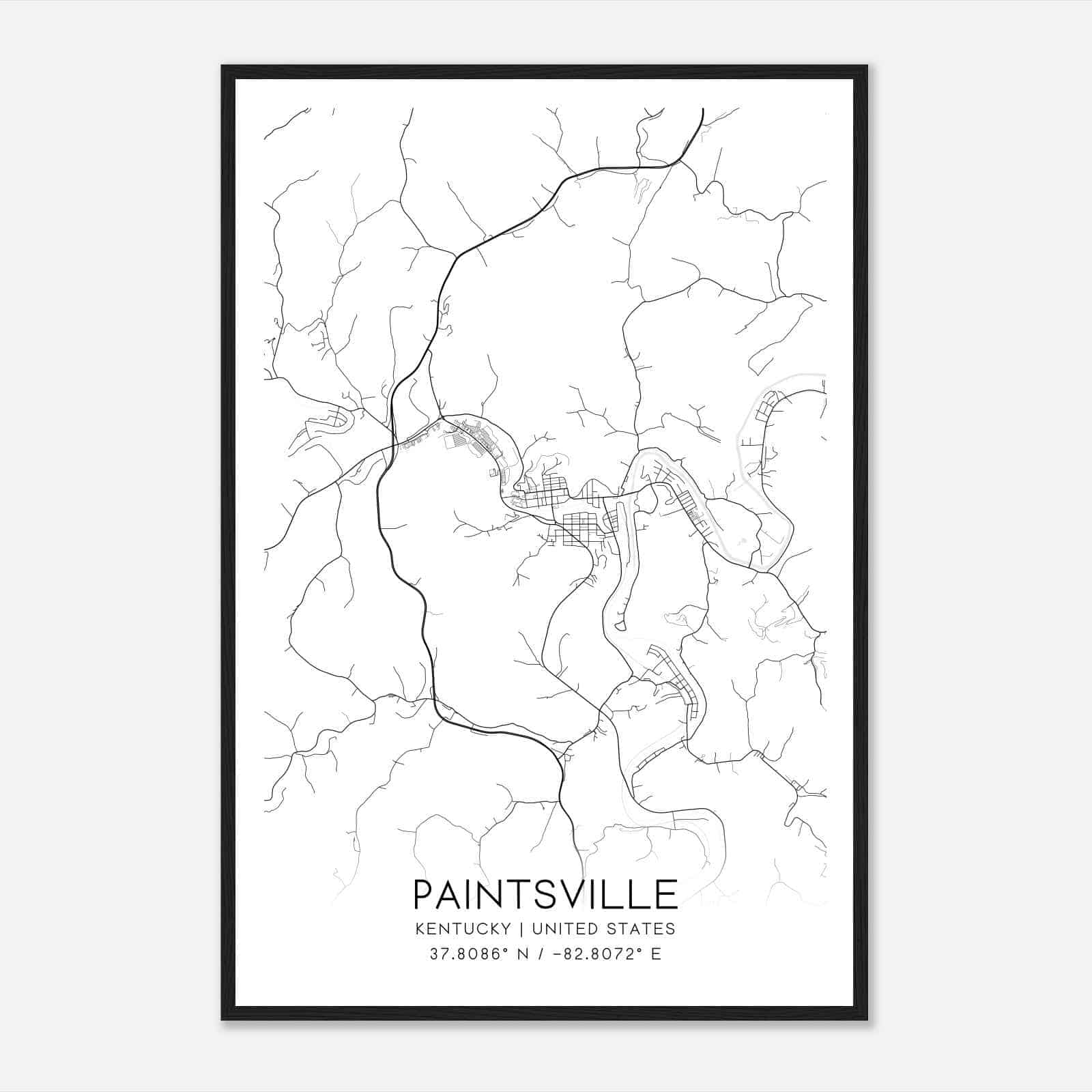 Paintsville Kentucky Map Poster, Modern Home Decor Wall Art Print
