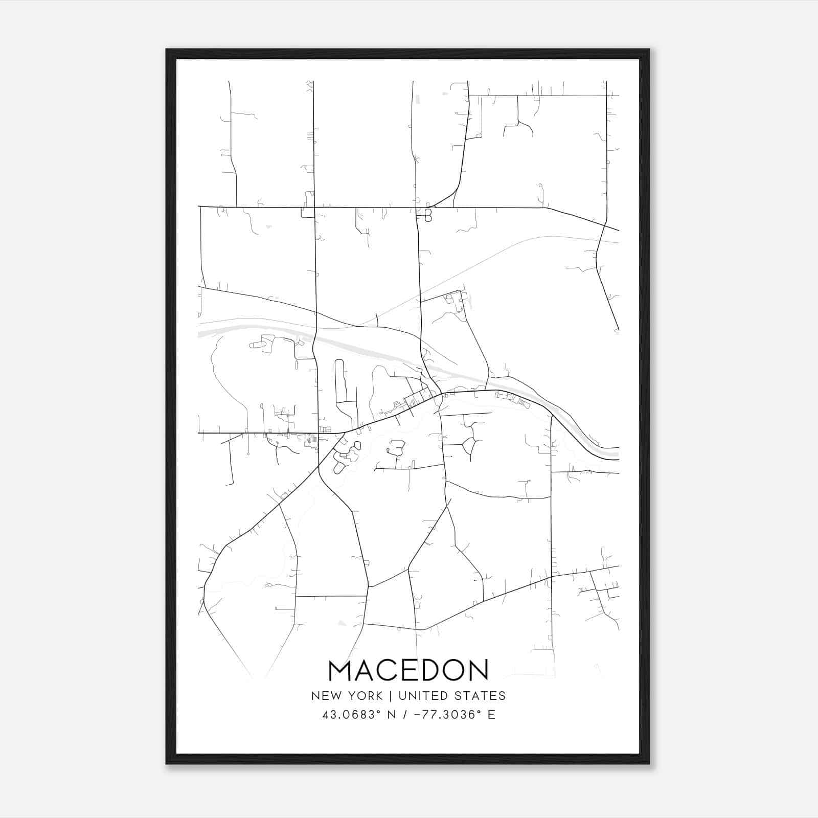 Macedon New York Map Poster, Modern Home Decor Wall Art Print